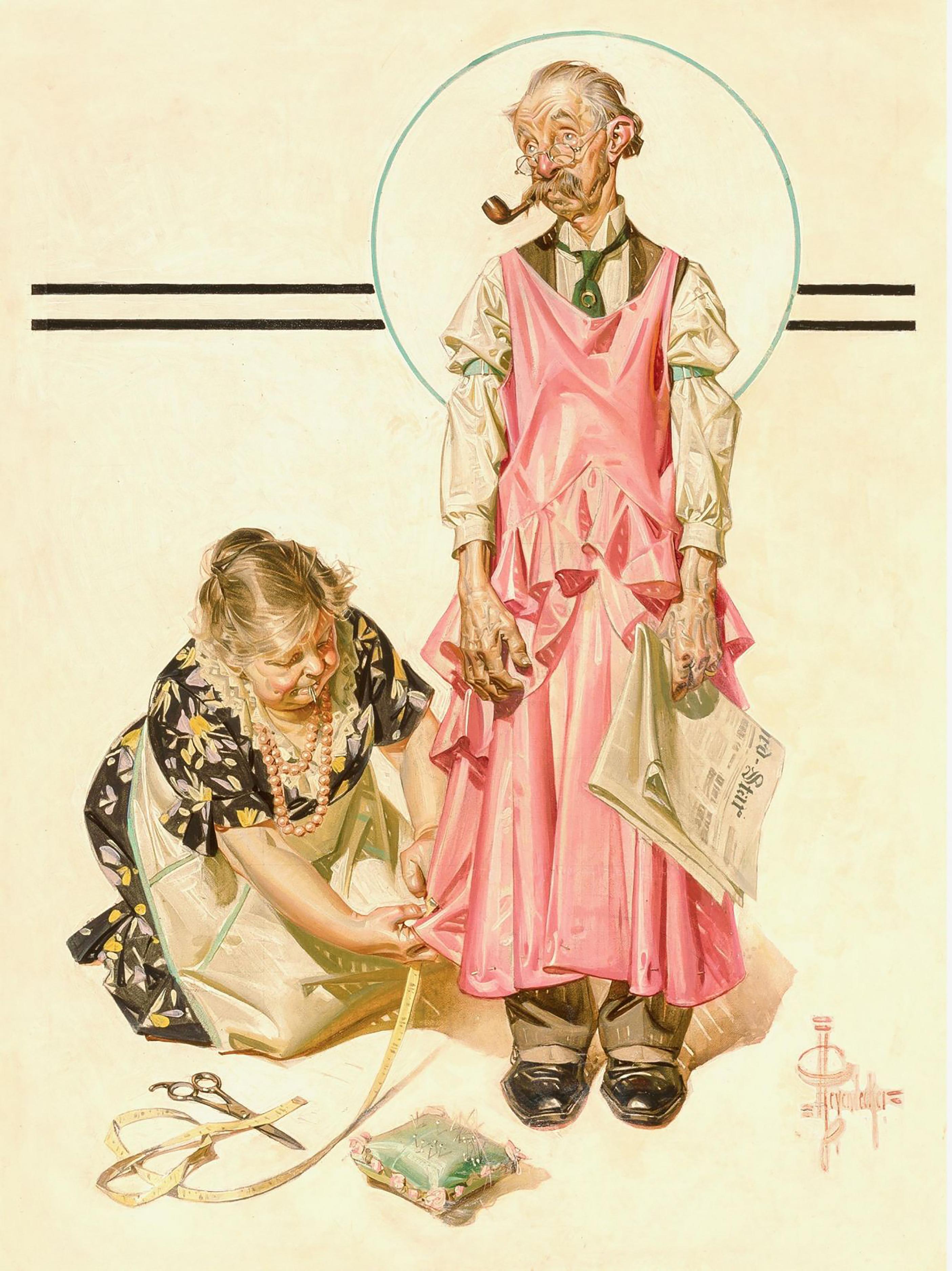 Joseph Christian Leyendecker Figurative Painting - Living Mannequin, The Saturday Evening Post cover, March 5, 1932