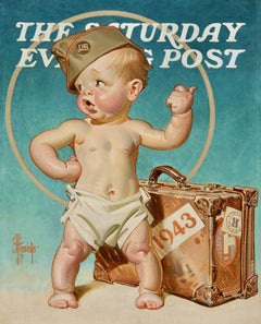 Vintage New Year's Baby Hitching to War