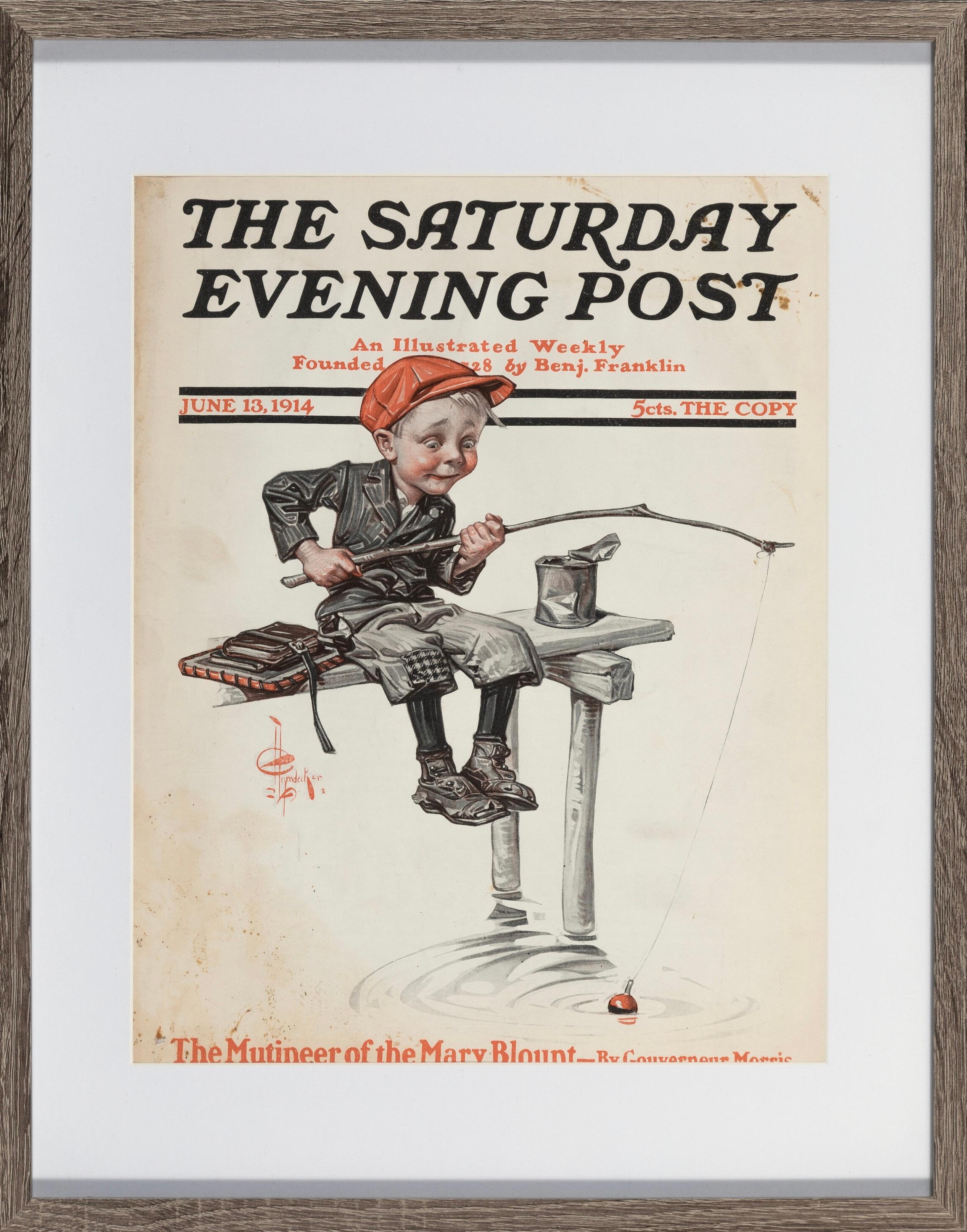 Playing Hooky, Post Cover - Gray Figurative Painting by Joseph Christian Leyendecker