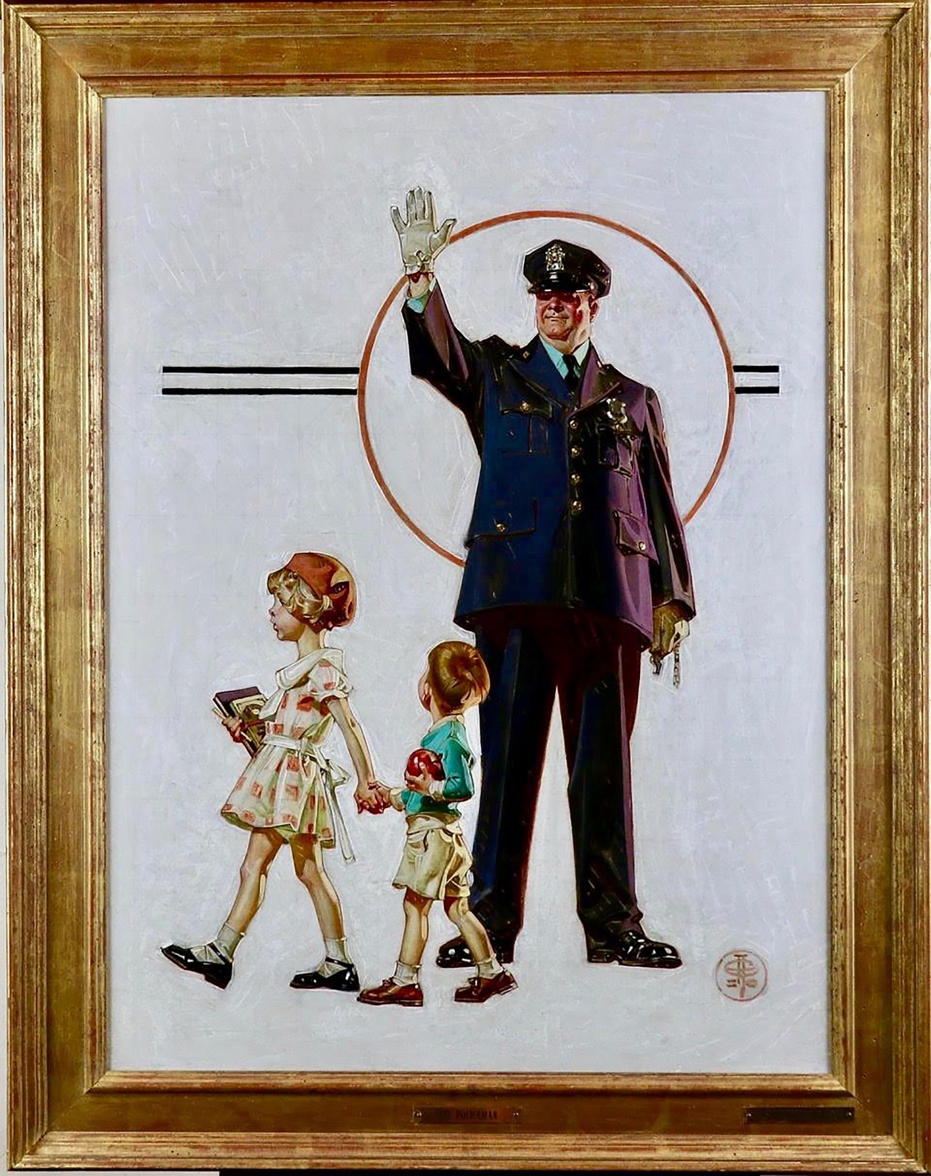 Policeman and School Children, SEP Cover, Oct. 3, 1931 - Painting by Joseph Christian Leyendecker