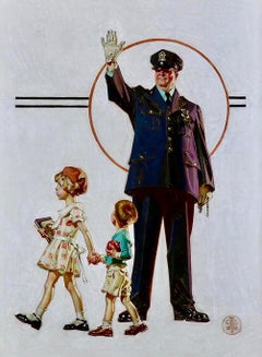Vintage Policeman and School Children, SEP Cover, Oct. 3, 1931