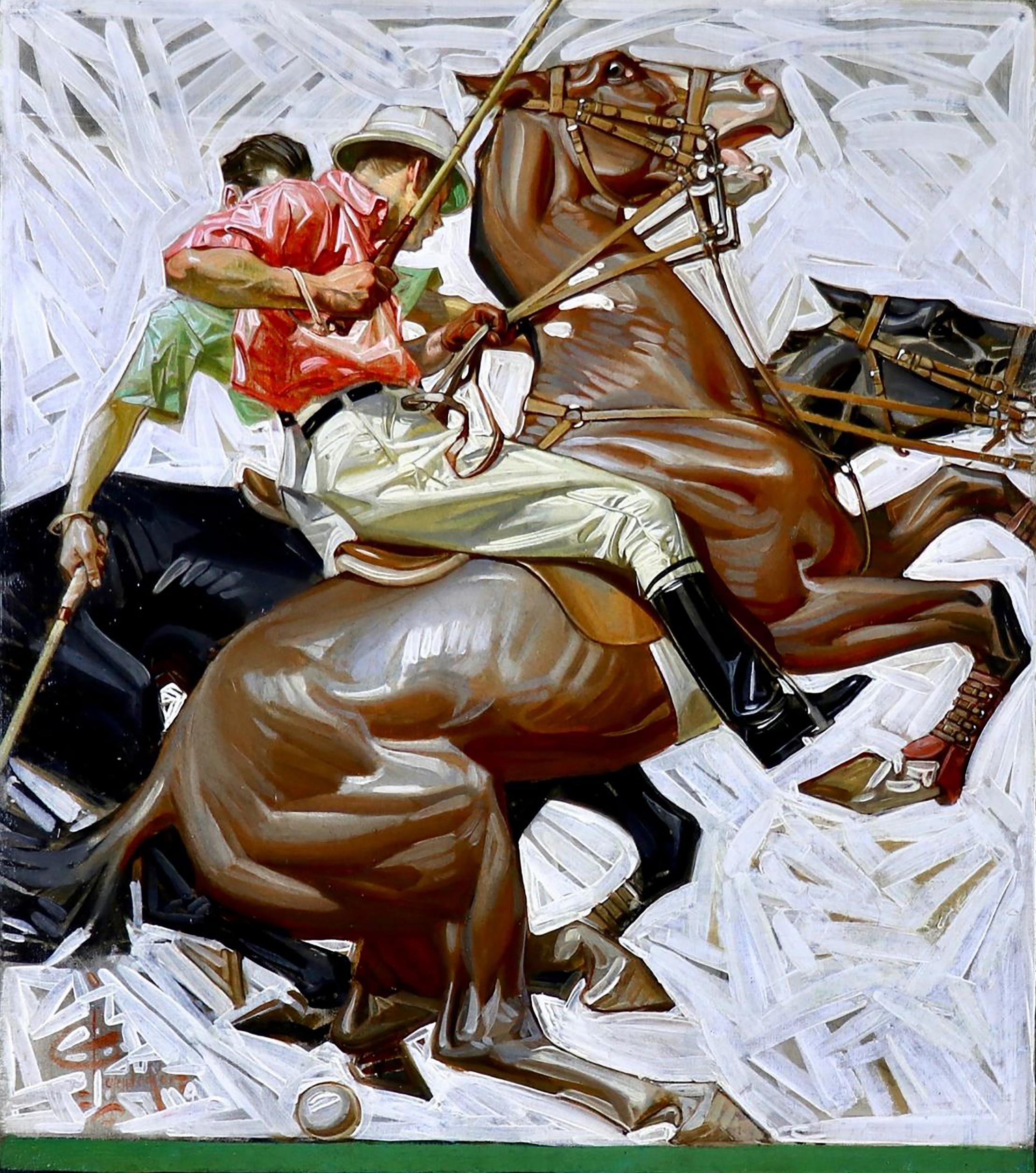 Joseph Christian Leyendecker Animal Painting - Polo Players on Horseback, Kuppenheimer Advertisement