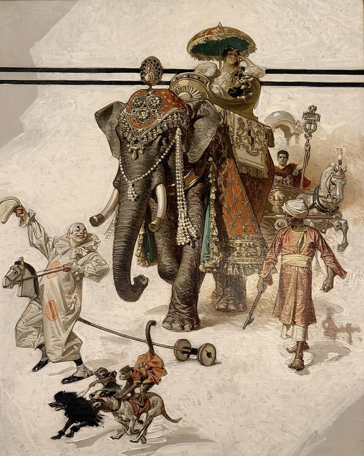Joseph Christian Leyendecker Animal Painting - Raj Circus Fantasy, Original cover illustration for The Saturday Evening Post