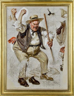 "Shoo Chickens!" Study for the cover of The Saturday Evening Post