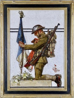 Soldier Kneeling at French Memorial