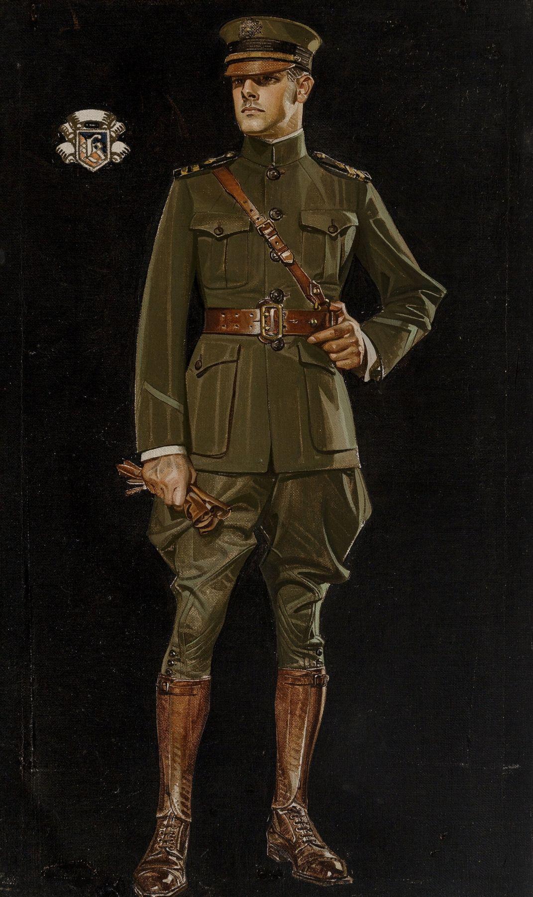 Joseph Christian Leyendecker Figurative Painting - Soldier's Pride, House of Kuppenheimer Advertisement