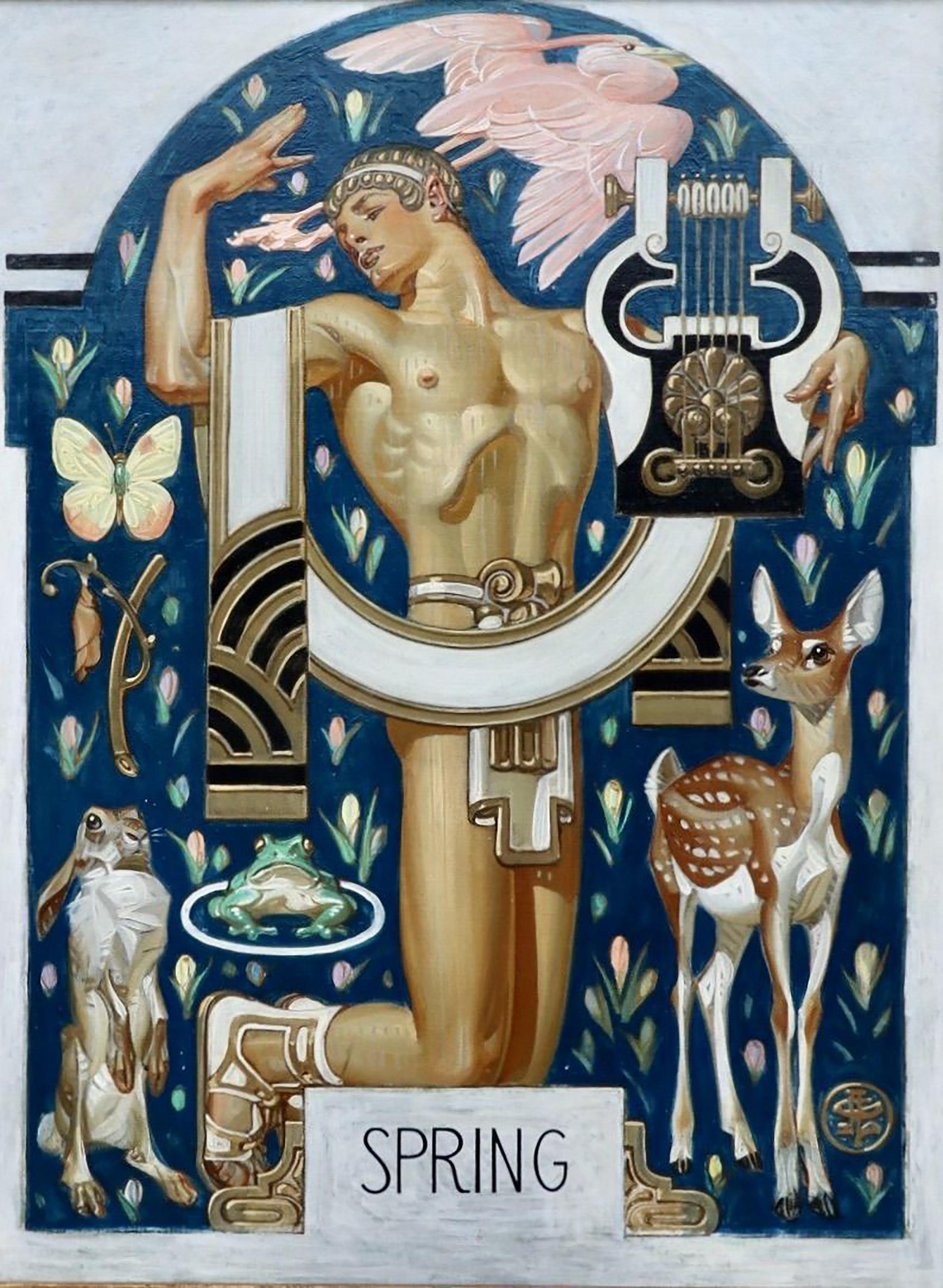 Joseph Christian Leyendecker Figurative Painting - Spring- Apollo and Animals