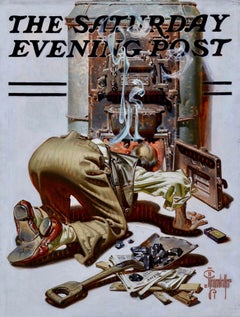 Stoking the Furnace, Saturday Evening Post Cover, 1938