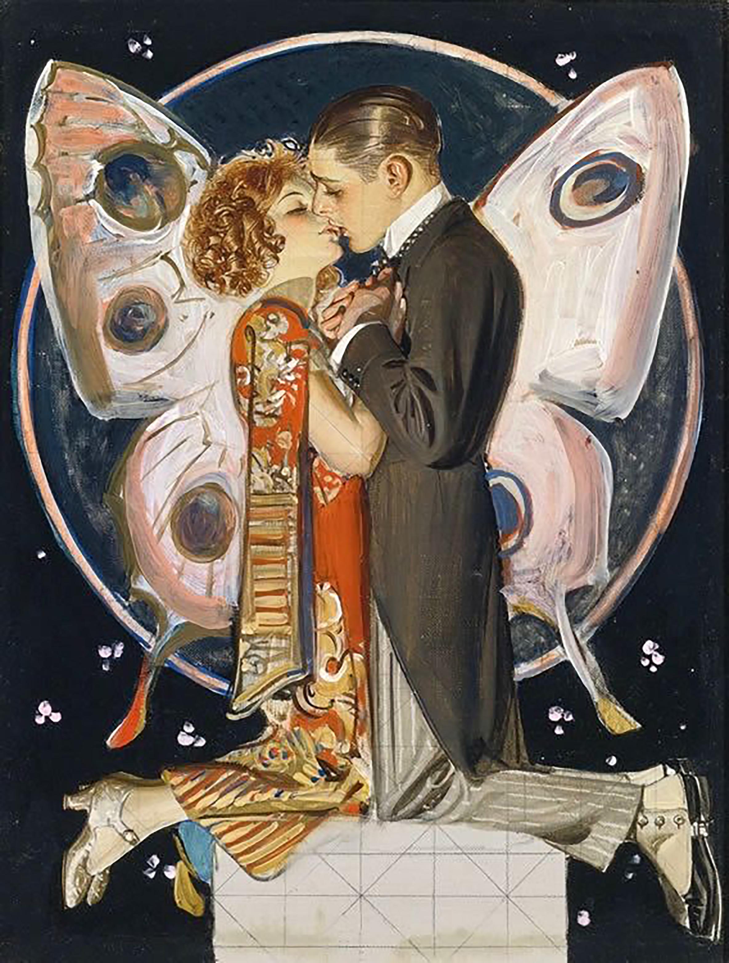 Joseph Christian Leyendecker Figurative Painting - Study for Butterfly Couple 