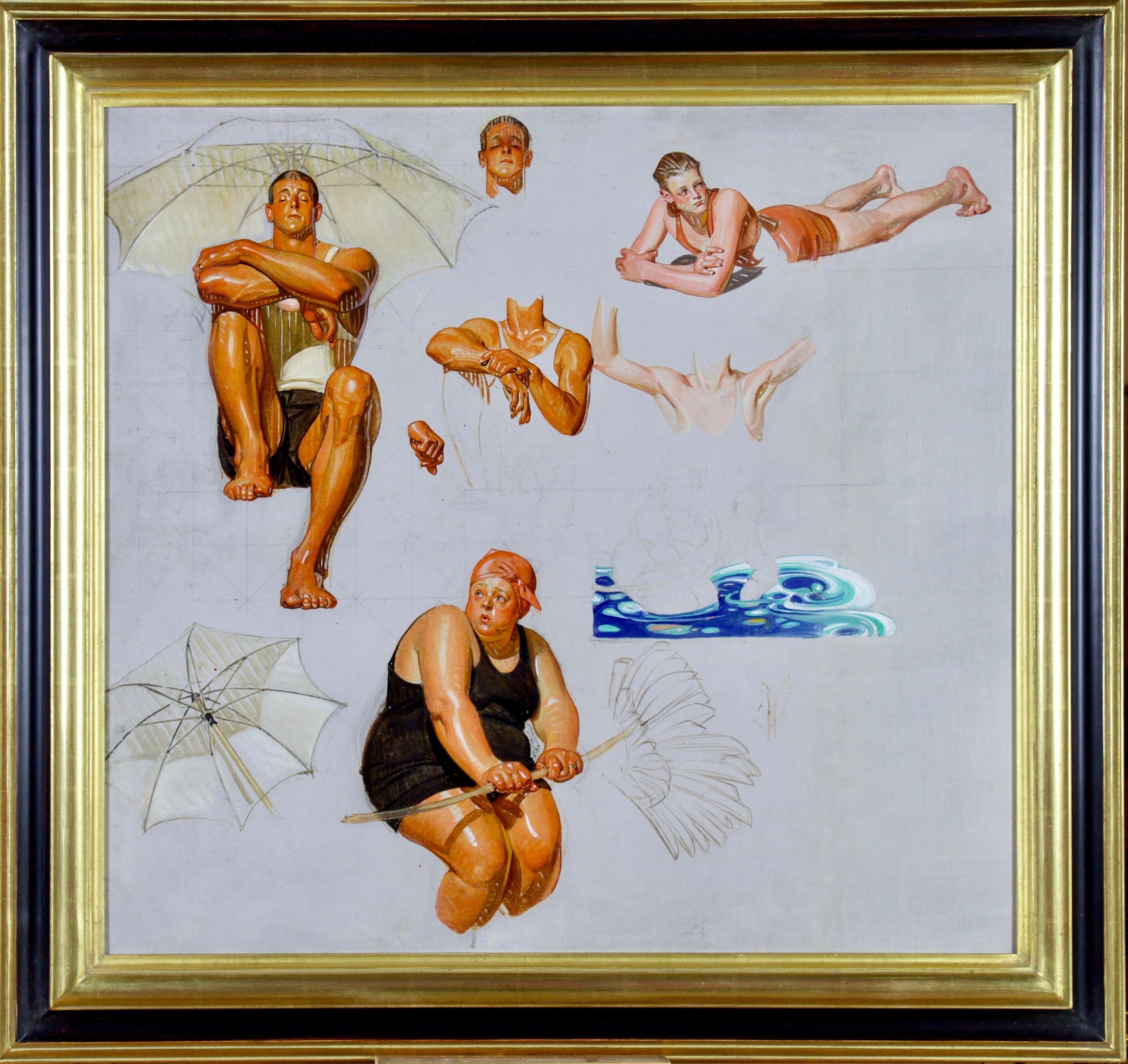 Joseph Christian Leyendecker Figurative Painting – Studie für „King of the Beach“-Post-Cover