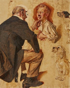 Doctor Looking into Childs Mouth, Study for SEP Cover, 1930