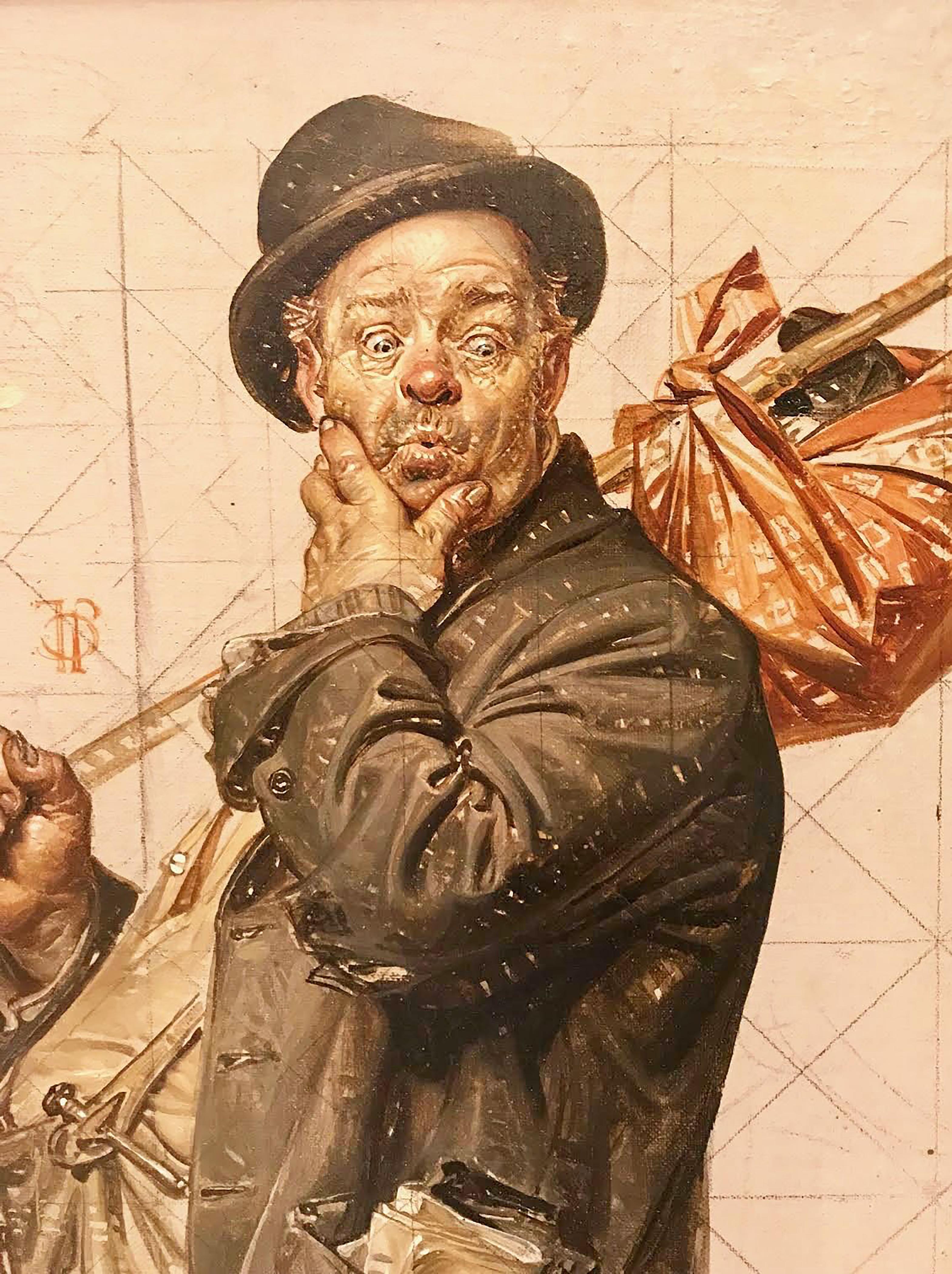 Estudio para '¿Quién, yo trabajo? Portada del Saturday Evening Post - Painting de Joseph Christian Leyendecker