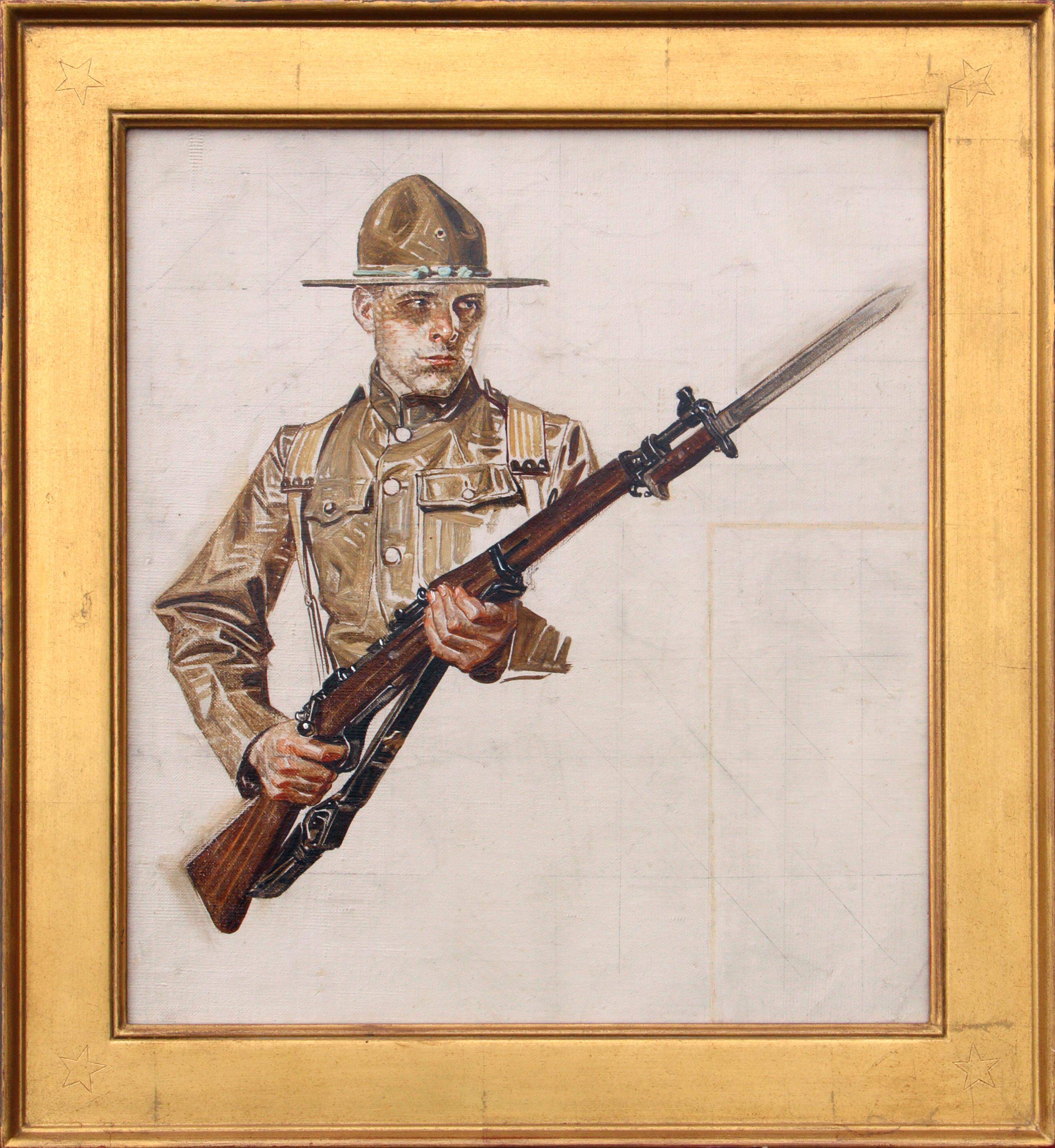 Studie über Soldier-Collier-Cover aus dem Ersten Weltkrieg – Painting von Joseph Christian Leyendecker