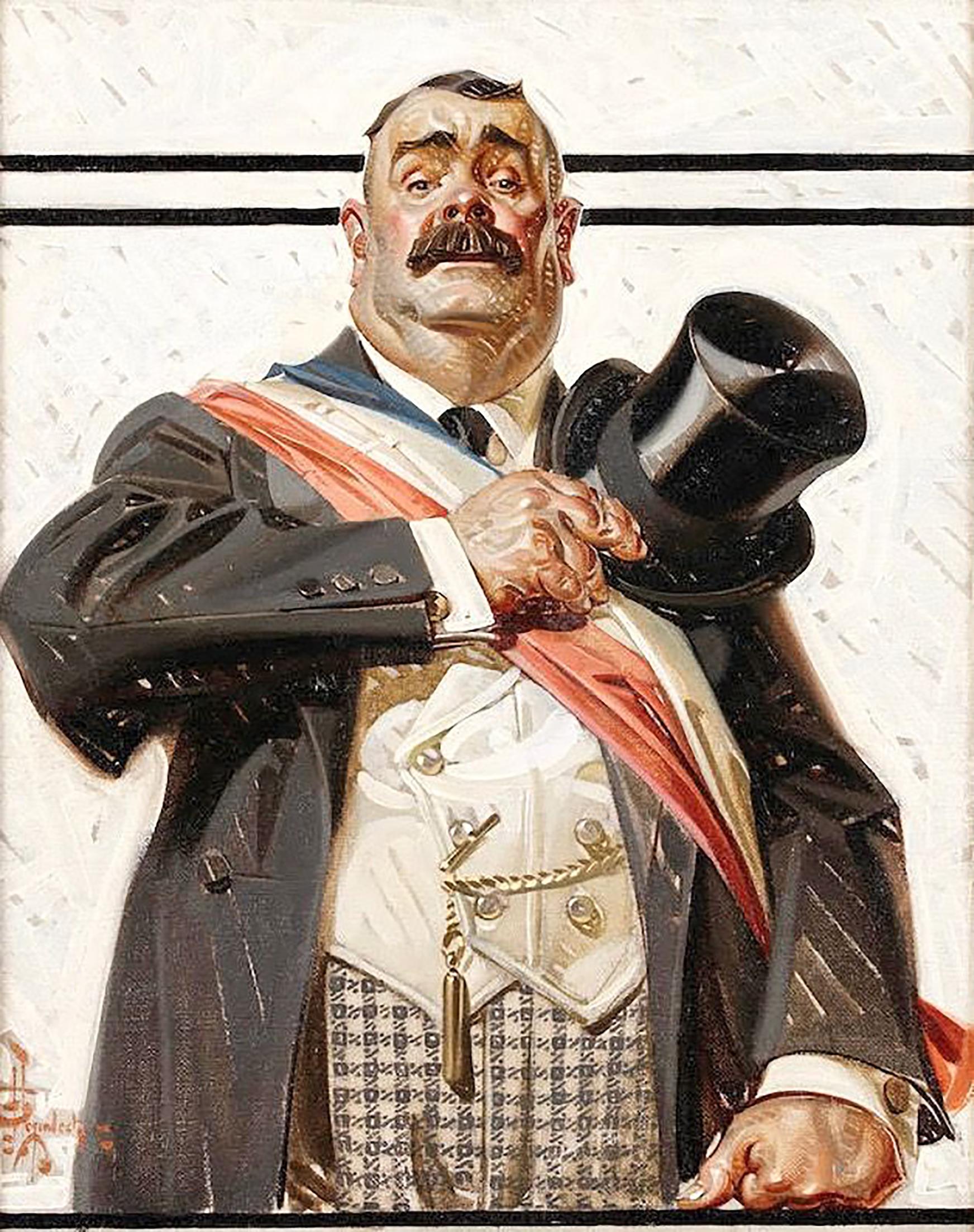 Figurative Painting Joseph Christian Leyendecker - The candidate ( Politique patriotique), couverture du soir du samedi