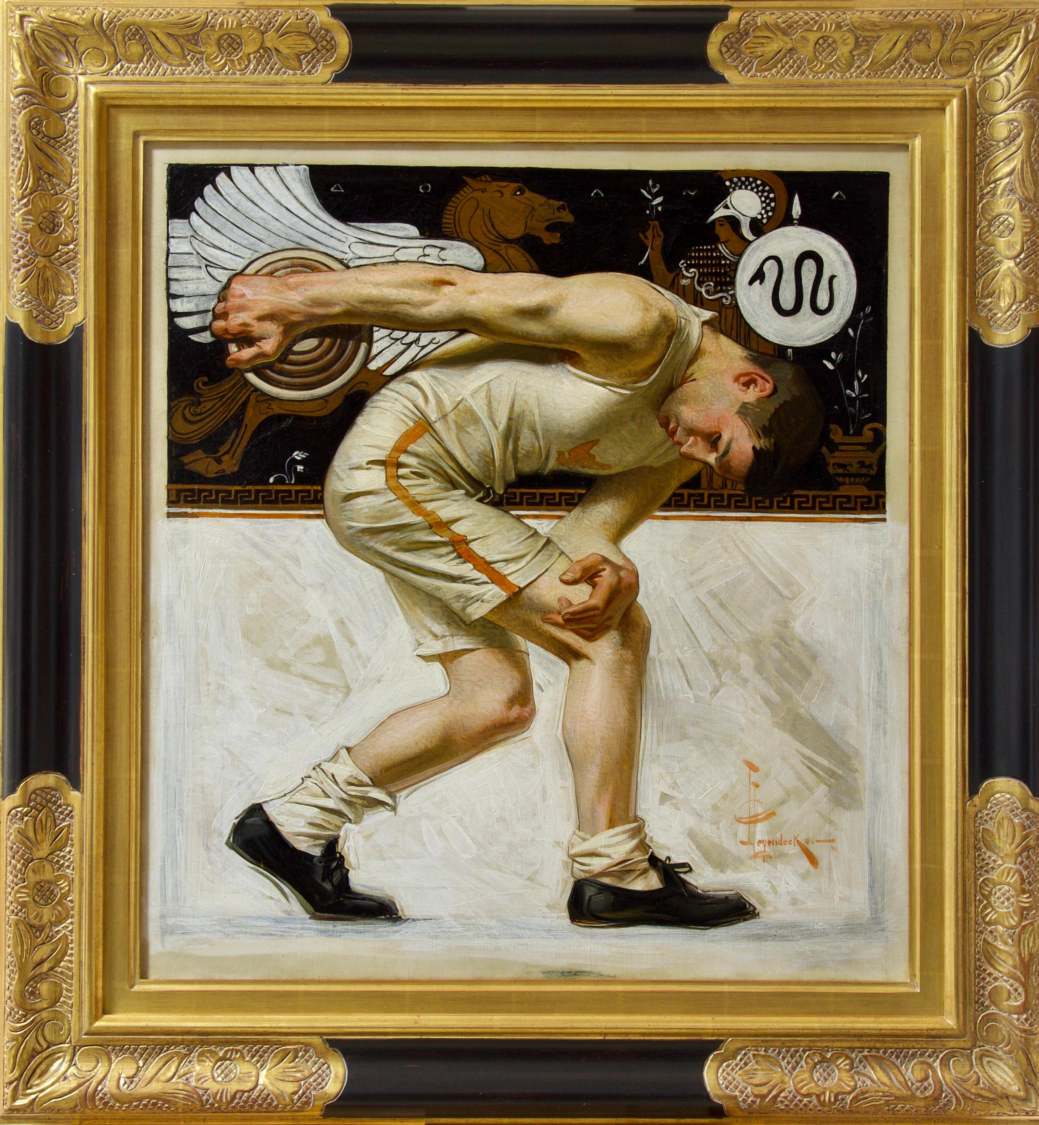 Joseph Christian Leyendecker Figurative Painting - The Discus Thrower, Collier's Magazine Cover