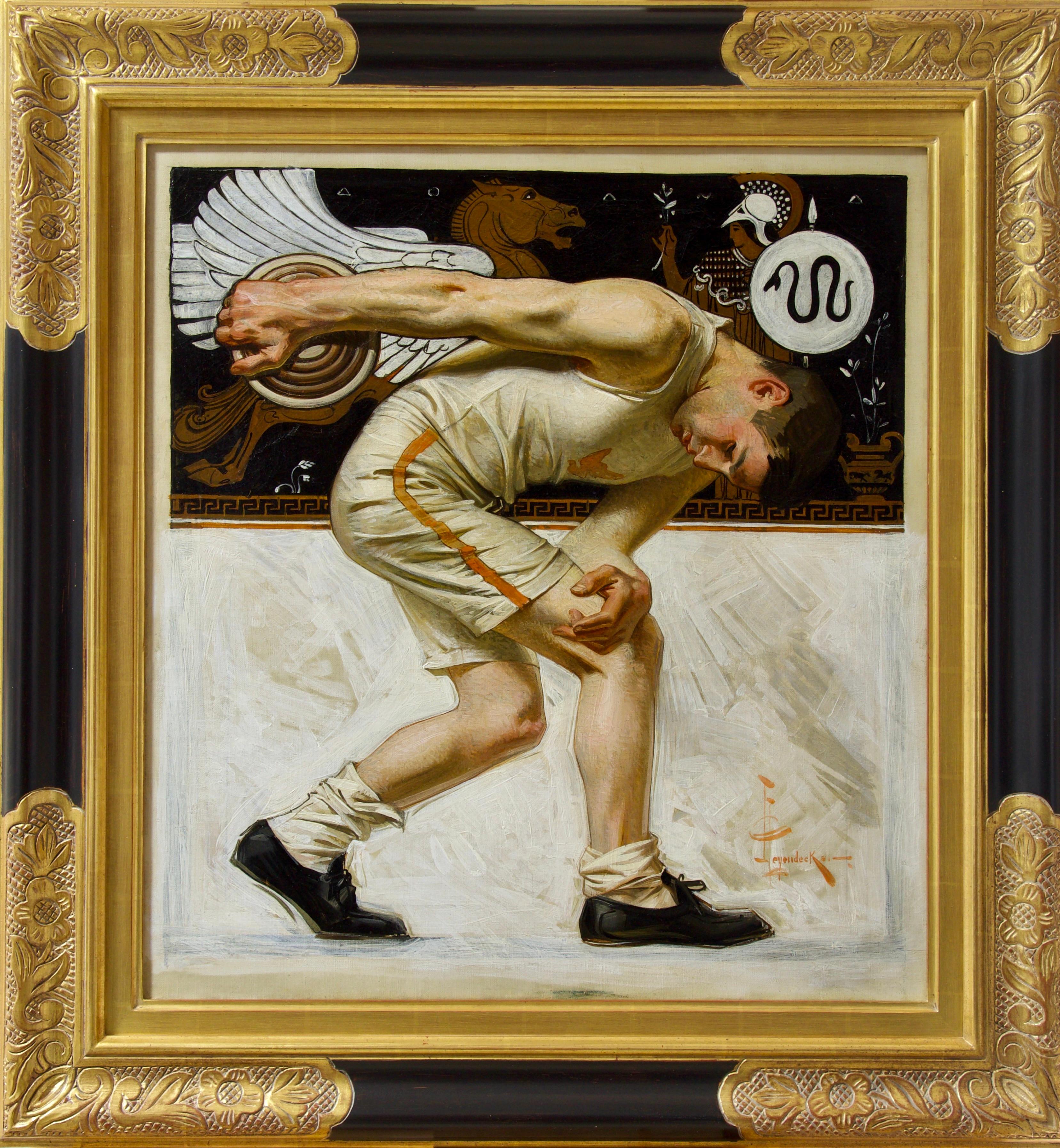 Joseph Christian Leyendecker Figurative Painting - The Discus Thrower, Collier
s Magazine Cover