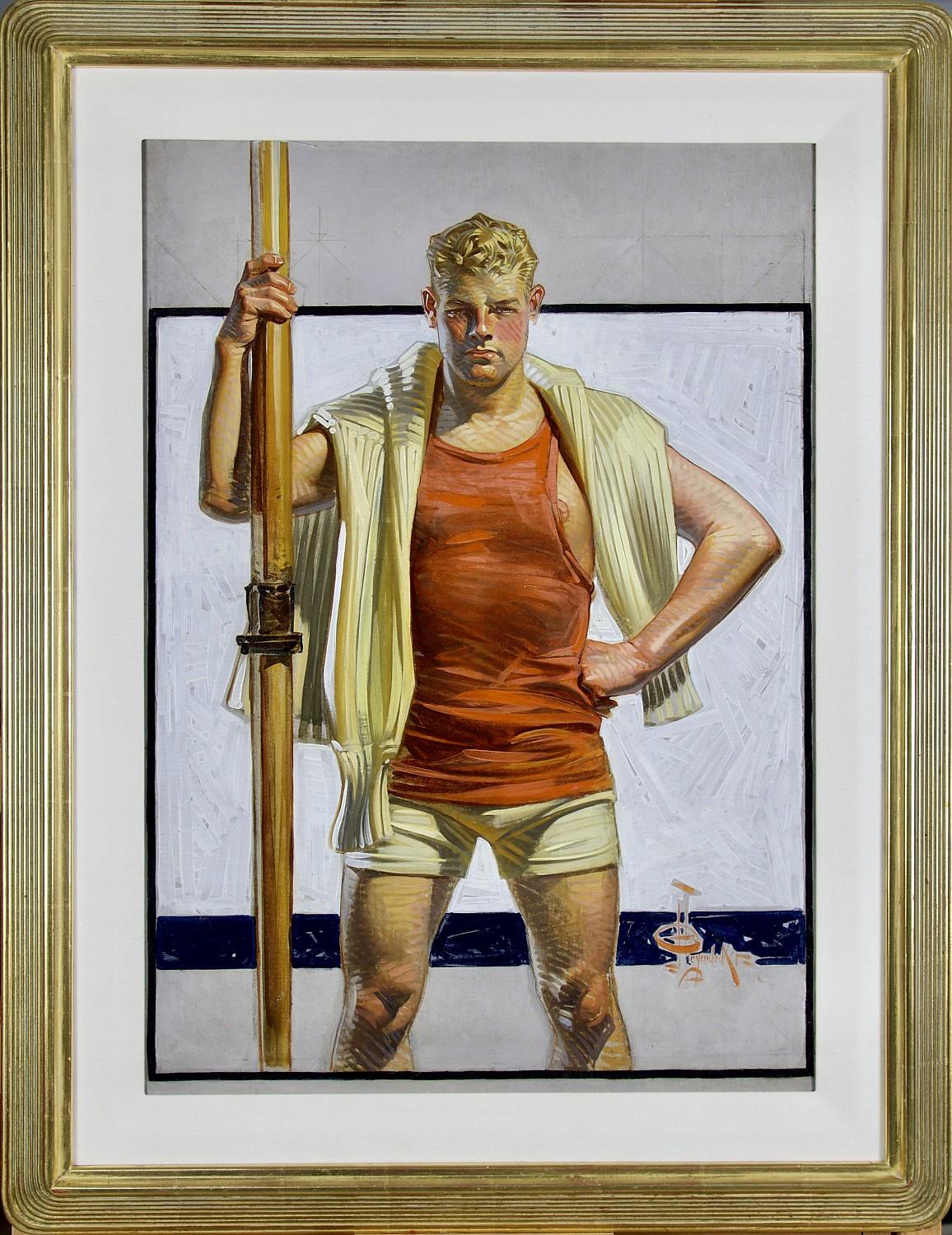 El remero, ilustración original de la portada de Collier's Magazine - Painting de Joseph Christian Leyendecker