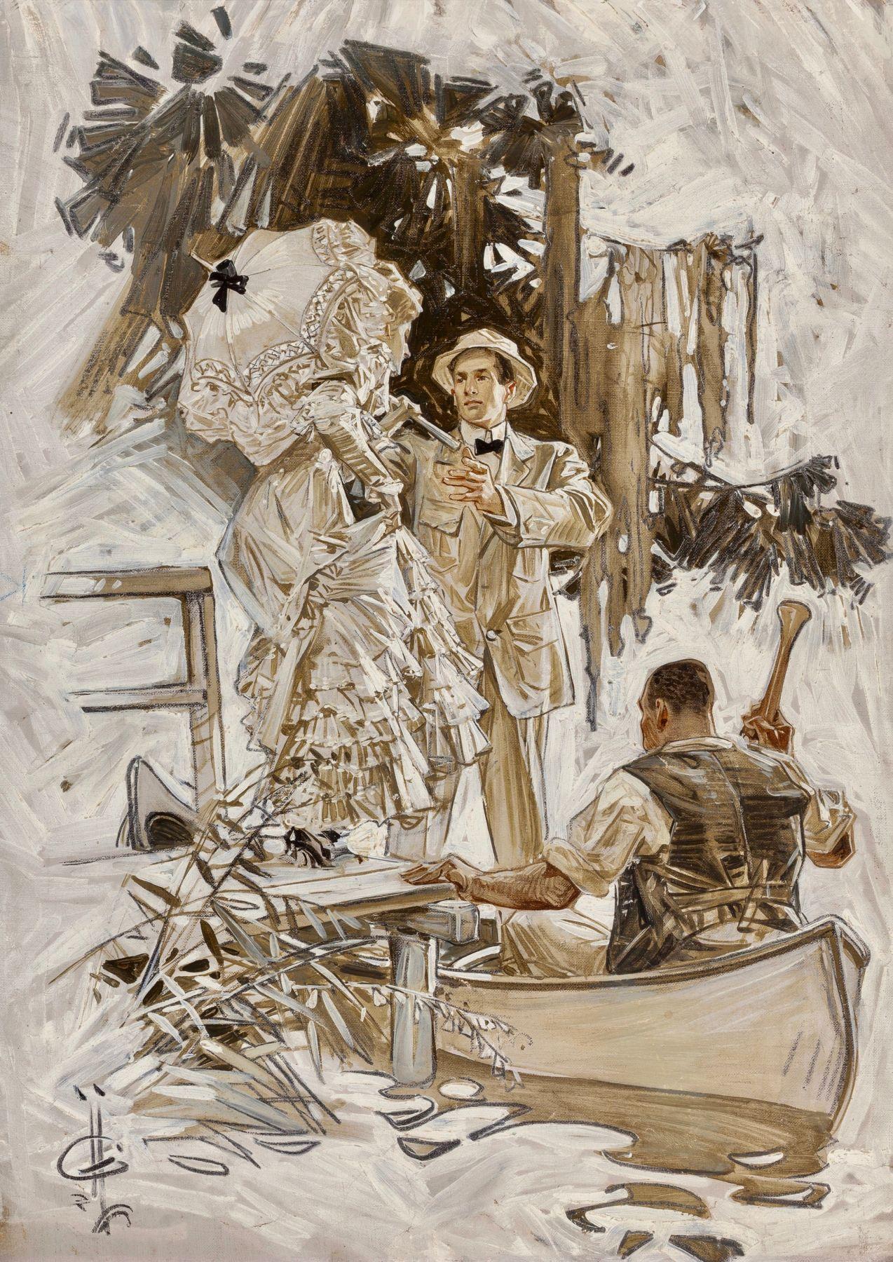 Figurative Painting Joseph Christian Leyendecker - La voix au crépuscule