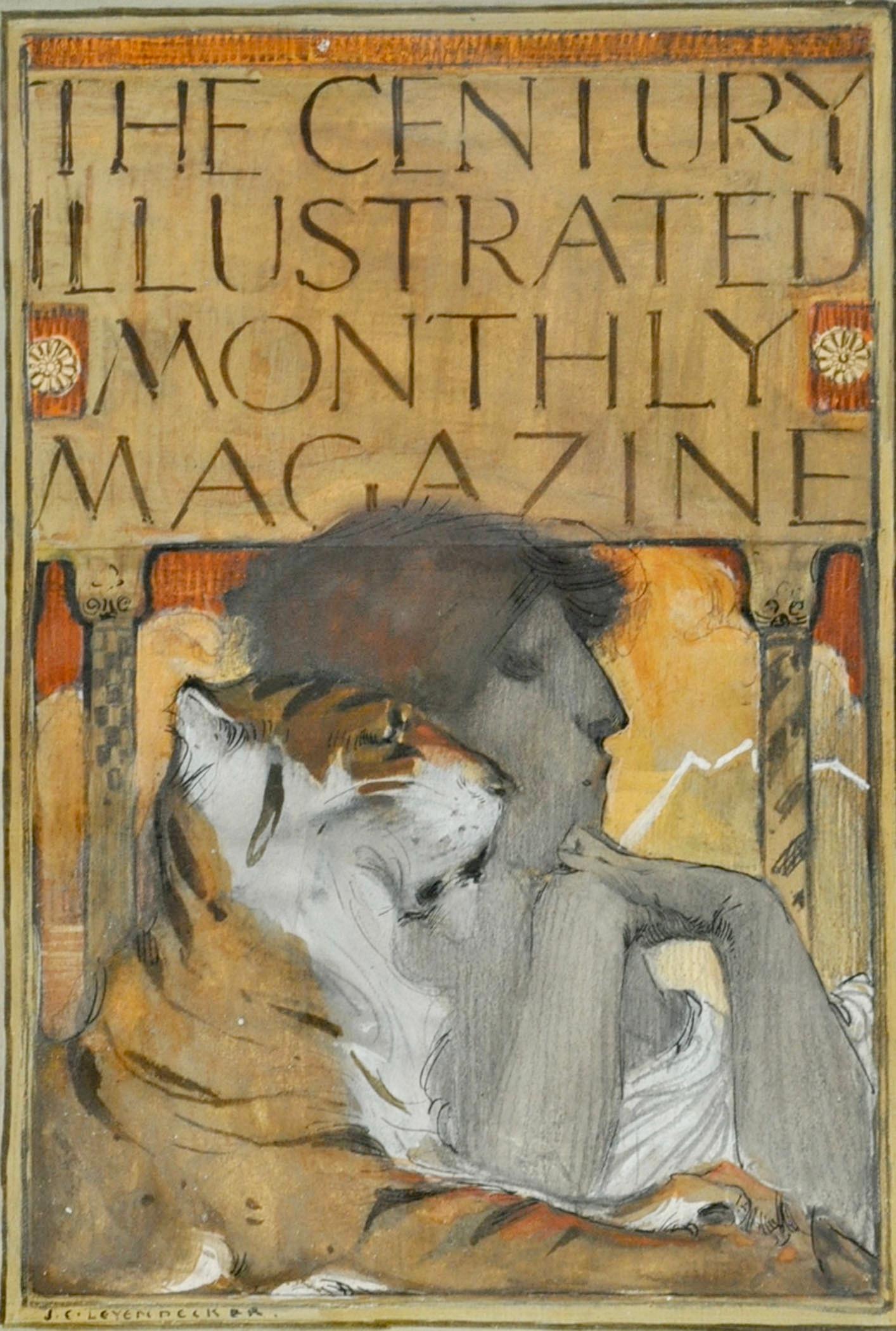 Joseph Christian Leyendecker Figurative Painting - Woman and Tiger
