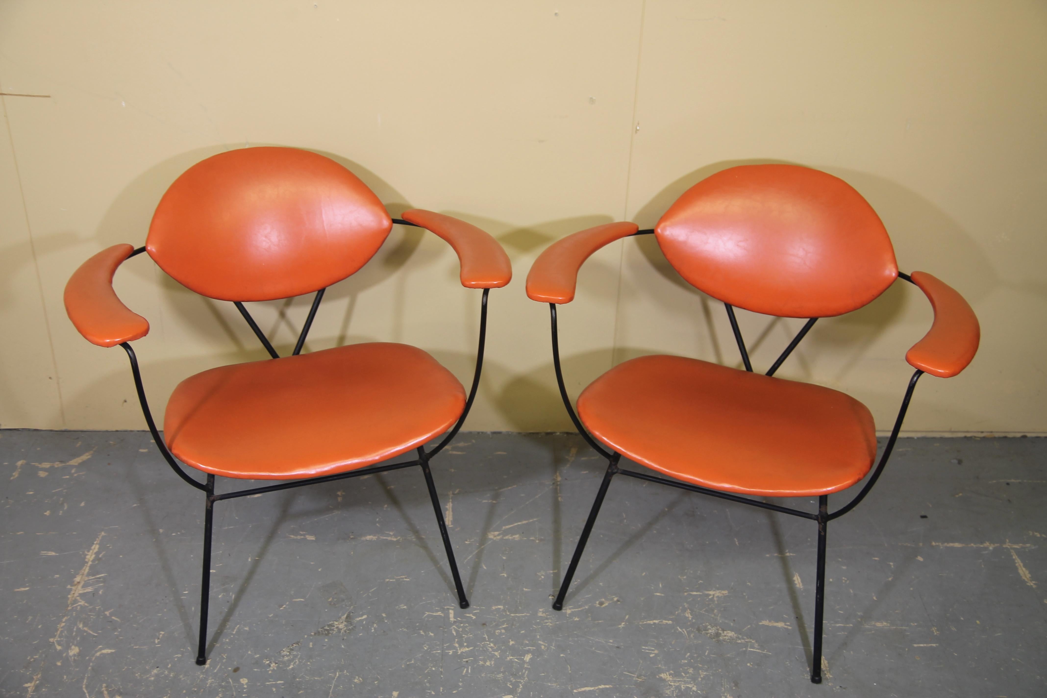 Rare 1950s lounge chair designed by Joseph Cicchelli for Reilly-Wolff of Astoria NY. These all original chairs are in great vintage condition. Chairs retain their original tags. Very comfortable and will look amazing in your home or office.