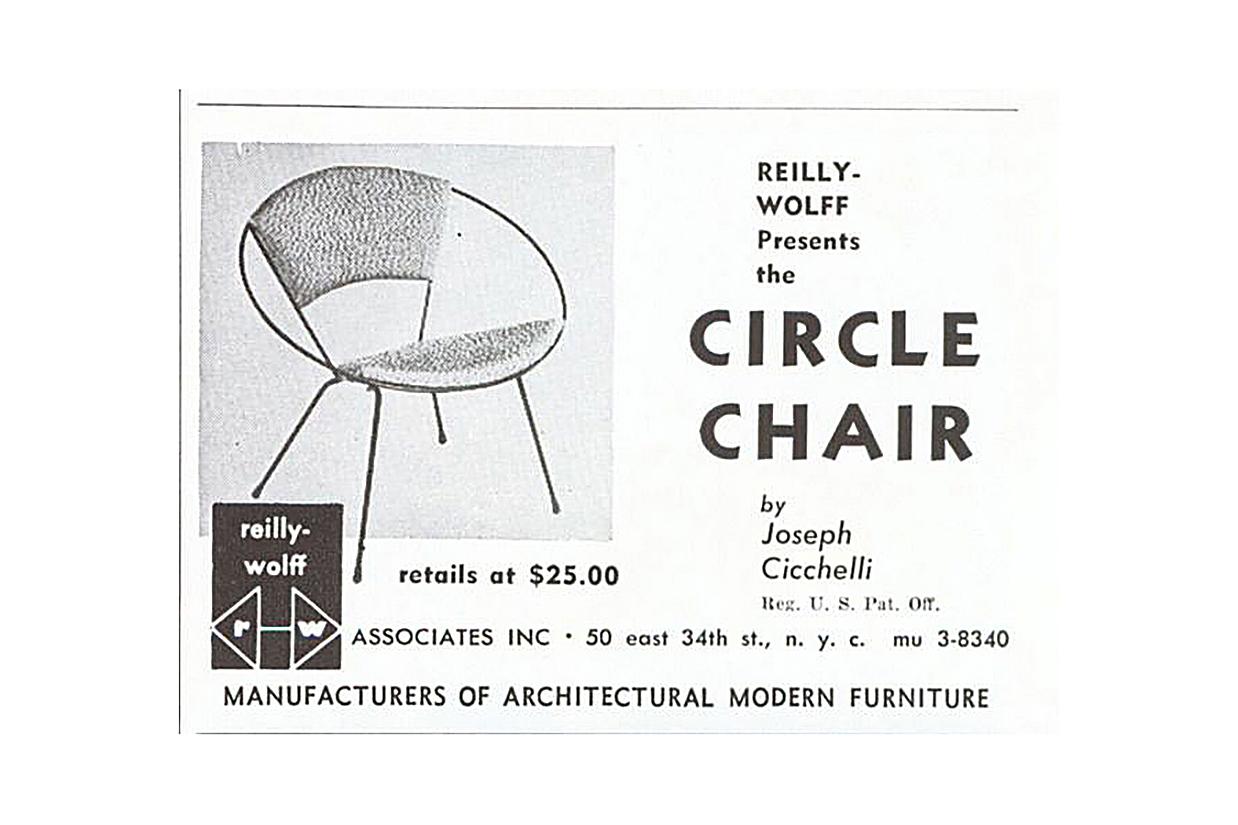 Joseph Cicchelli for Reilly-Wolff 1950's Iron Circle Hoop Upholstered Chair For Sale 5