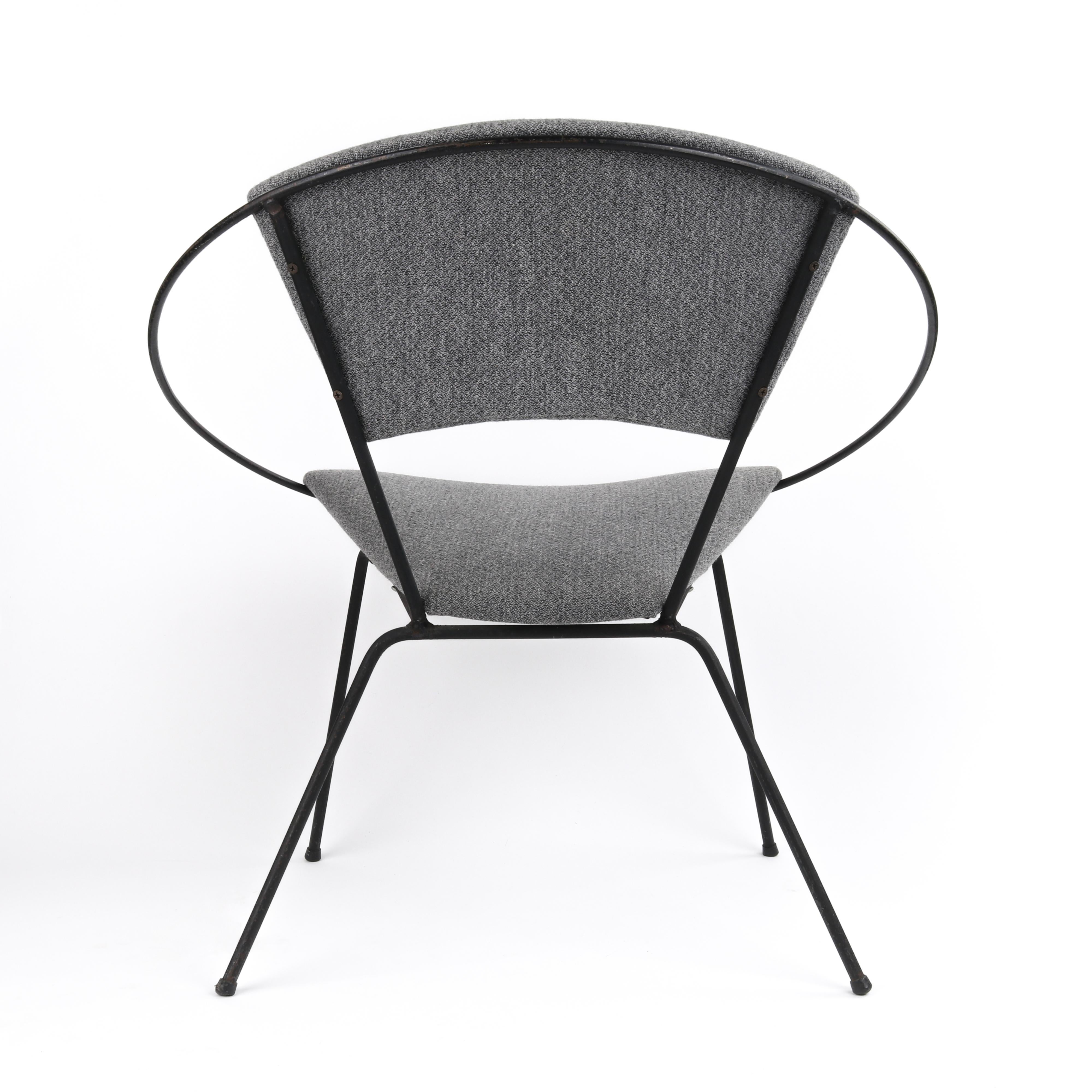 American Joseph Cicchelli for Reilly-Wolff 1950's Iron Circle Hoop Upholstered Chair For Sale