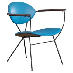 Joseph Cicchelli, Sedia da salotto, Vinile, Ferro, Wood, USA, anni '50