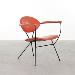 Joseph Cicchelli Minimalist Armchair in Red Vinyl for Reilly-Wolff, 1960