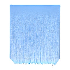 "Proposición 455" Pintura contemporánea de goteo tridimensional en tonos azules y blancos