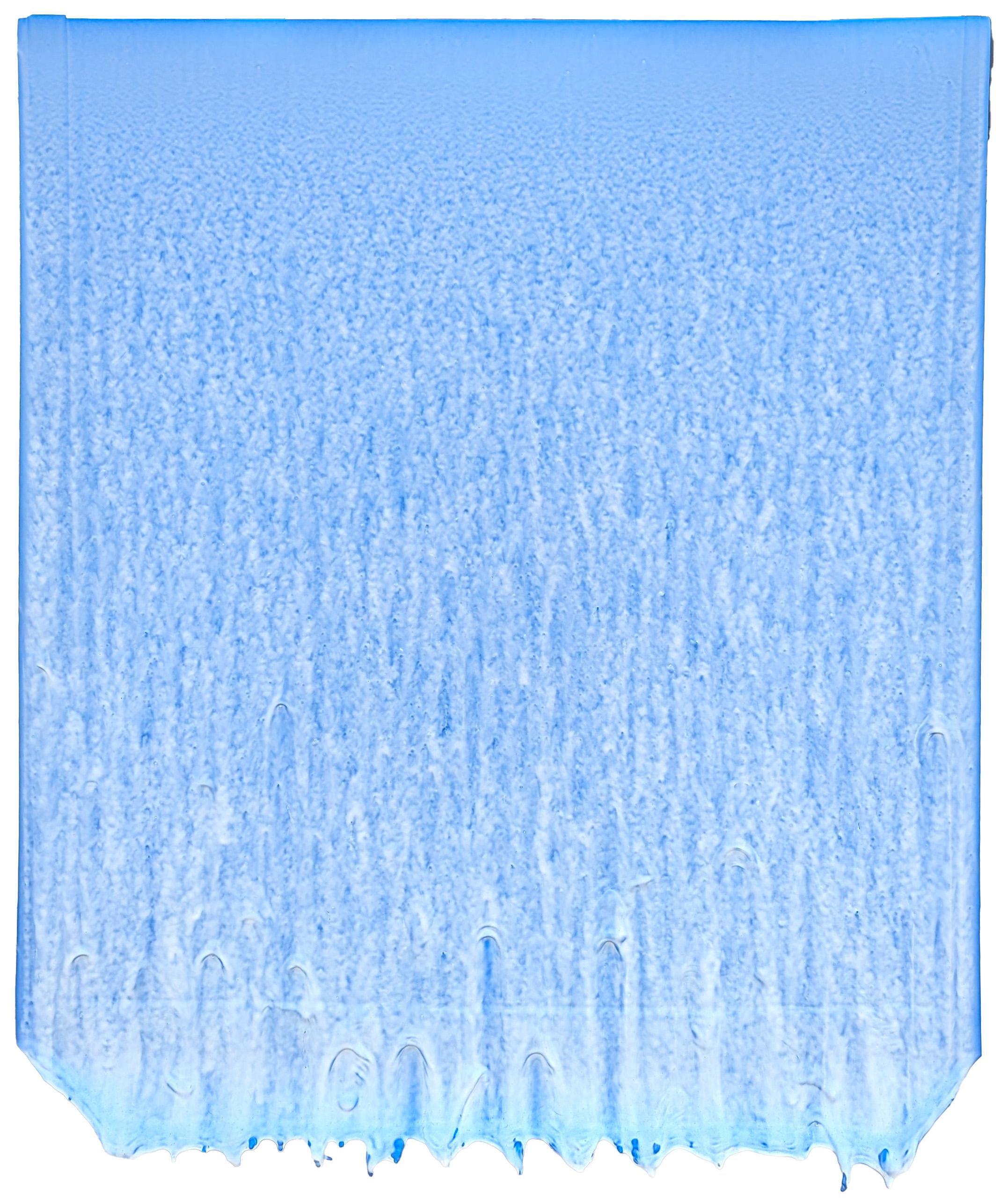 "Proposición 455" Pintura contemporánea de goteo tridimensional en tonos azules y blancos