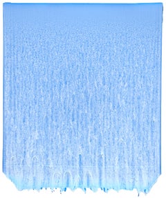 "Proposición 455" Pintura contemporánea de goteo tridimensional en tonos azules y blancos