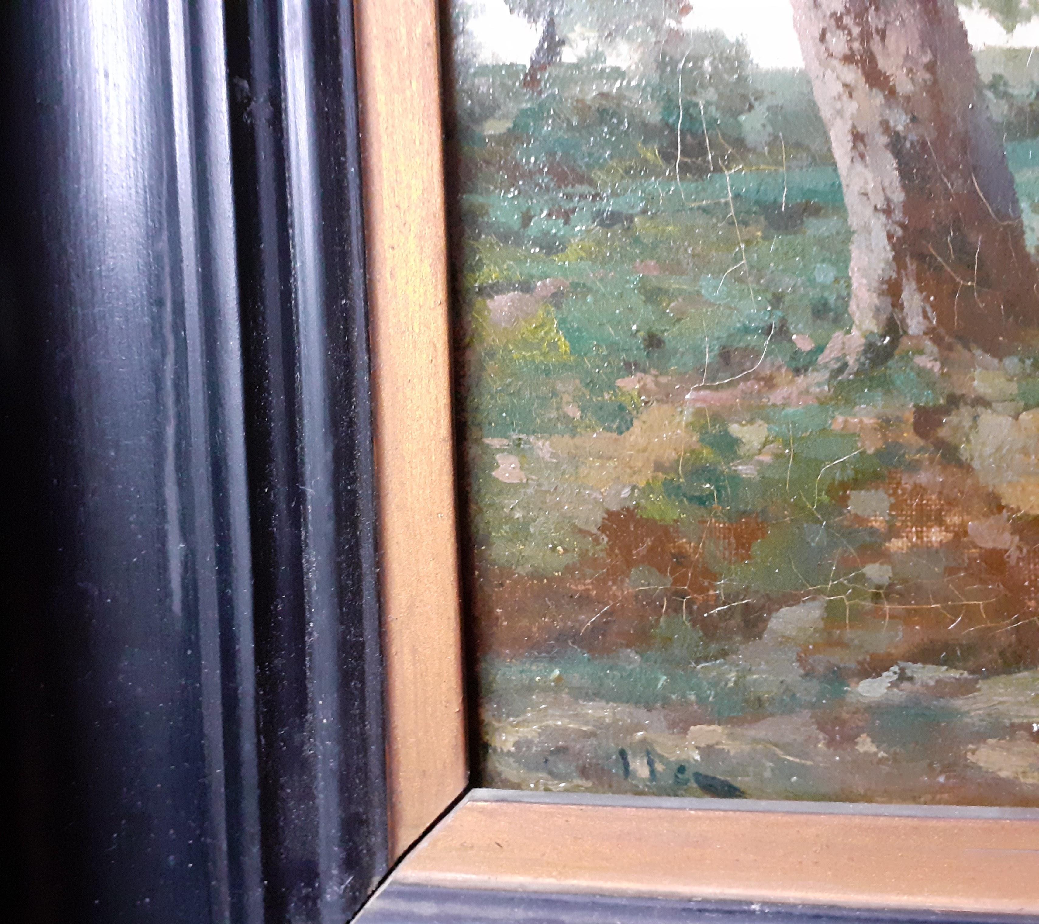 Betulle d'argento, Provenza: paesaggio luminoso pittura francese del XIX secolo - Painting Scuola francese di Joseph Colla