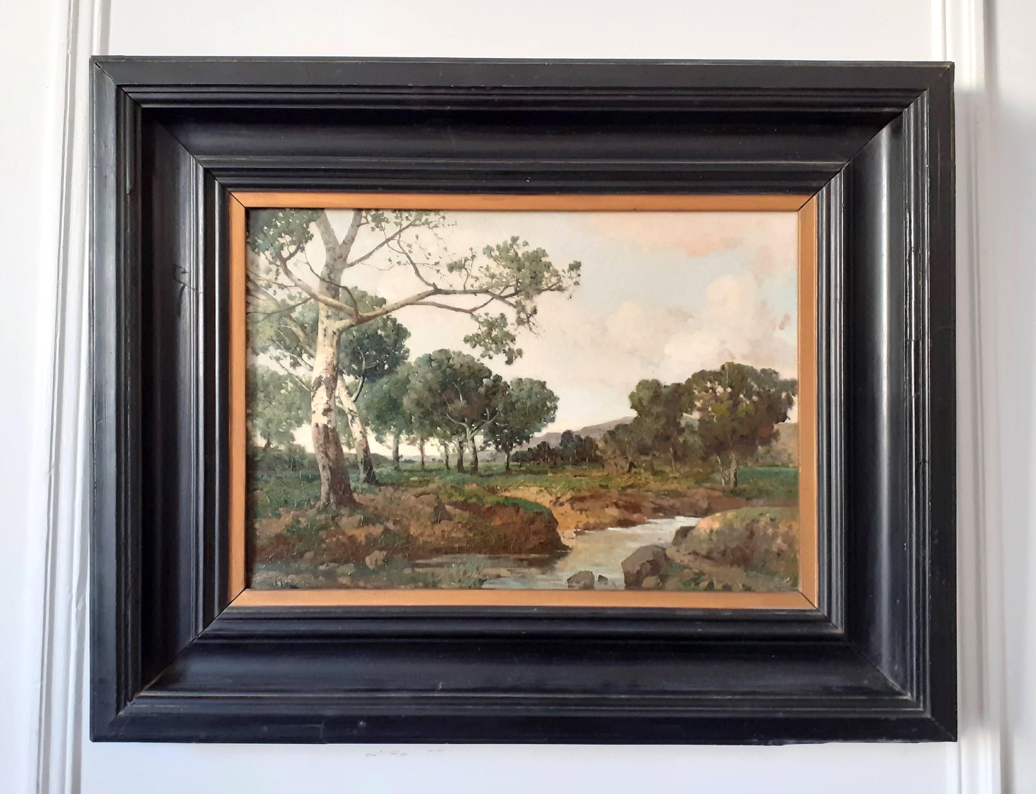 Una meravigliosa opera del maestro provenzale Joseph Collas, originario di Aix en Provence, nel sud della Francia. Nato nel 1841, Collas studiò con Emile Loubon - noto anche per i suoi paesaggi panoramici della Provenza - ed espose ampiamente, al