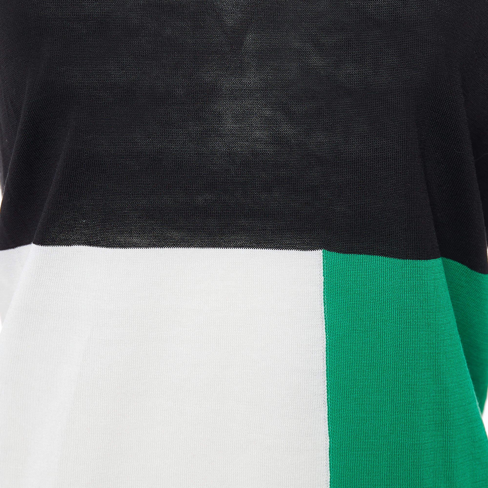 Noir Pull léger Joseph en tricot de coton à blocs de couleurs XL en vente