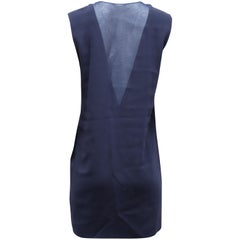Joseph Colorblock Deep V Shift Dress in Navy Blue Polyester