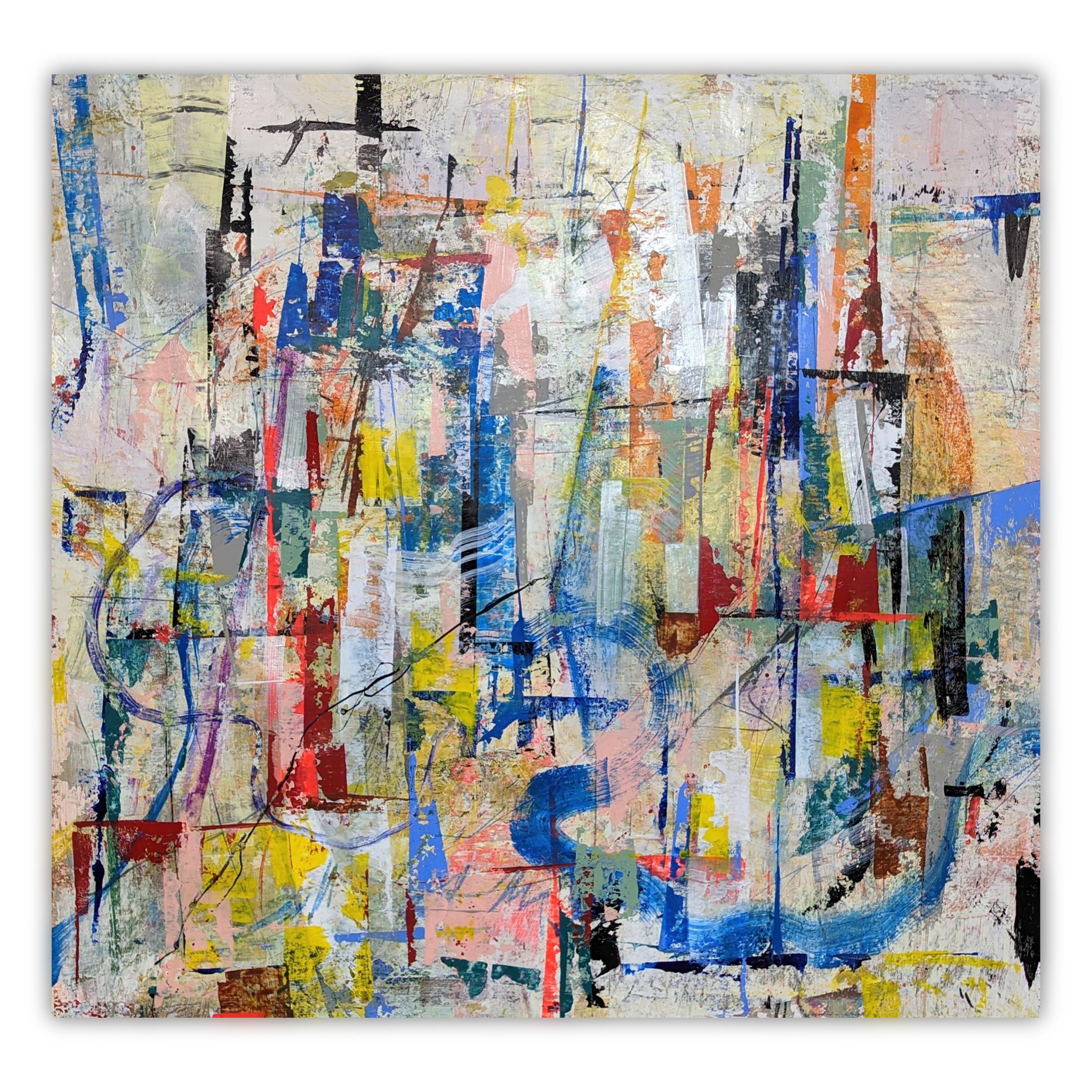 Cuadro Abstracto Chi Town II de Joseph Conrad-Ferm, Óleo mixto sobre lienzo en venta 1