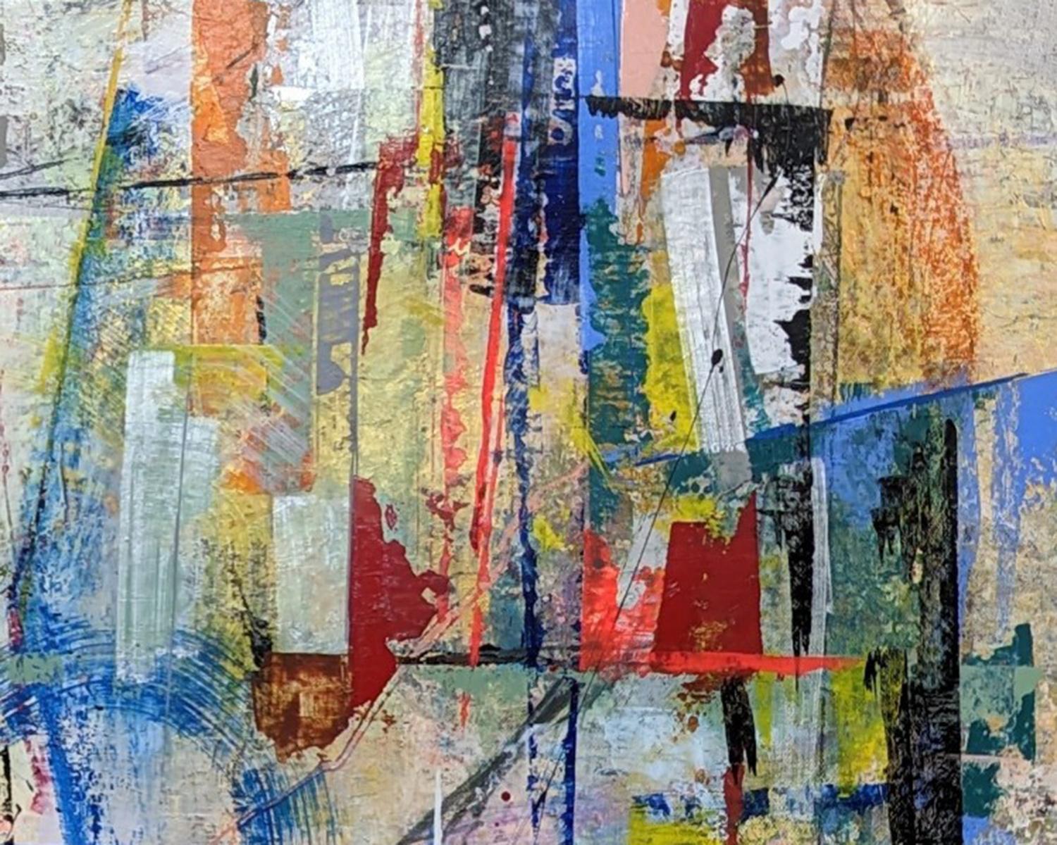 Cuadro Abstracto Chi Town II de Joseph Conrad-Ferm, Óleo mixto sobre lienzo en venta 3
