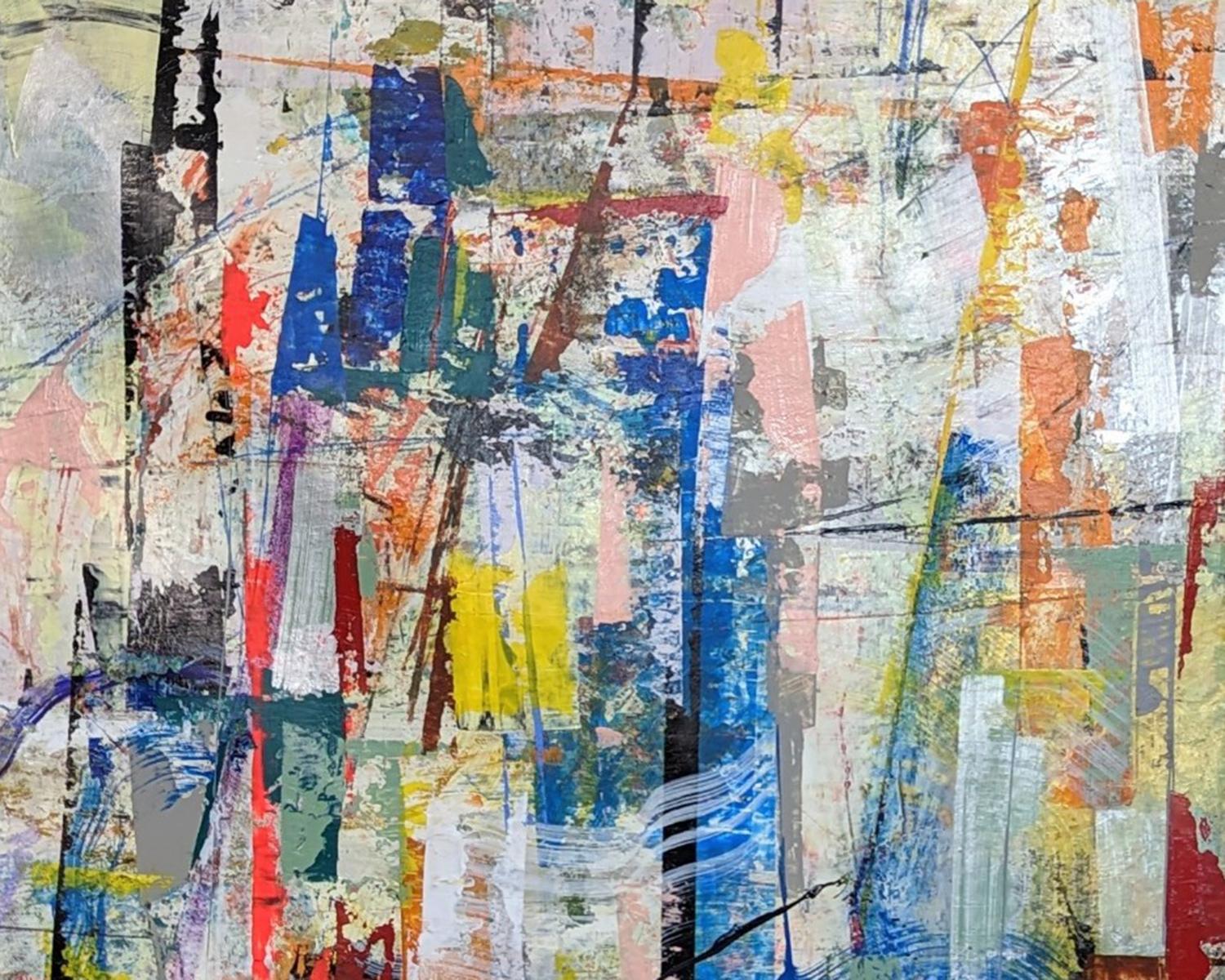 Cuadro Abstracto Chi Town II de Joseph Conrad-Ferm, Óleo mixto sobre lienzo en venta 4