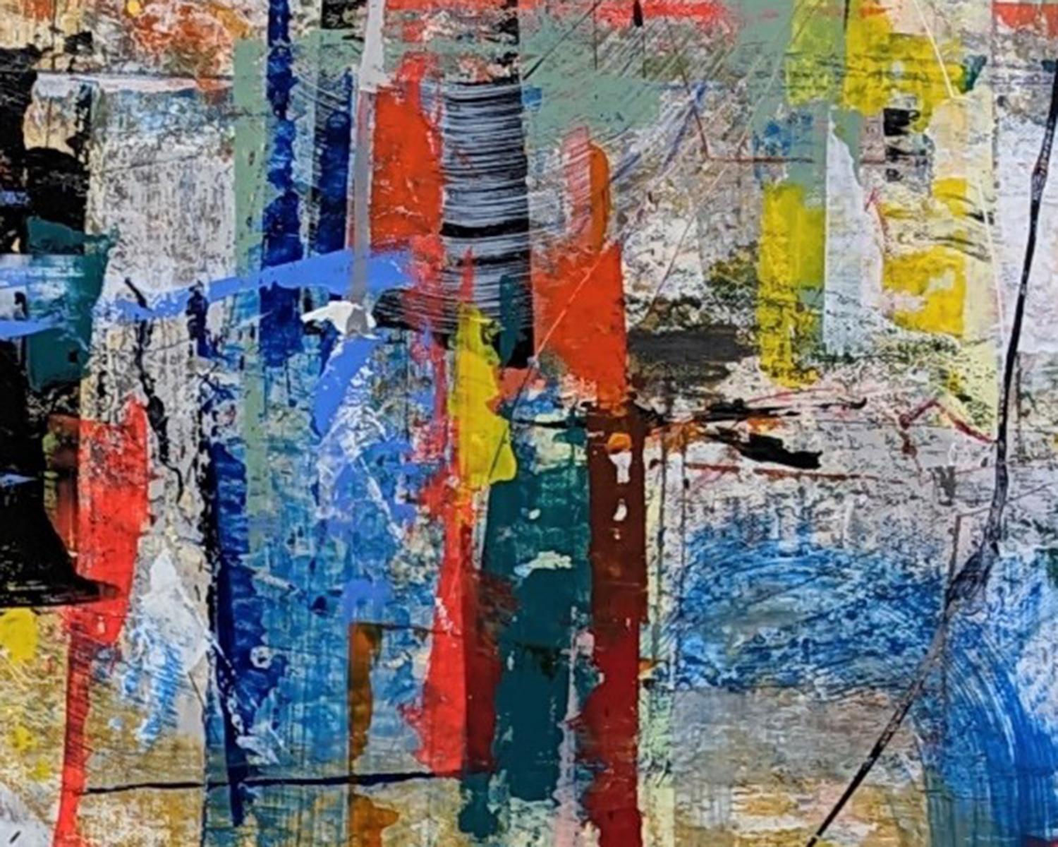 Cuadro Abstracto Chi Town III de Joseph Conrad-Ferm, Óleo mixto sobre lienzo en venta 4