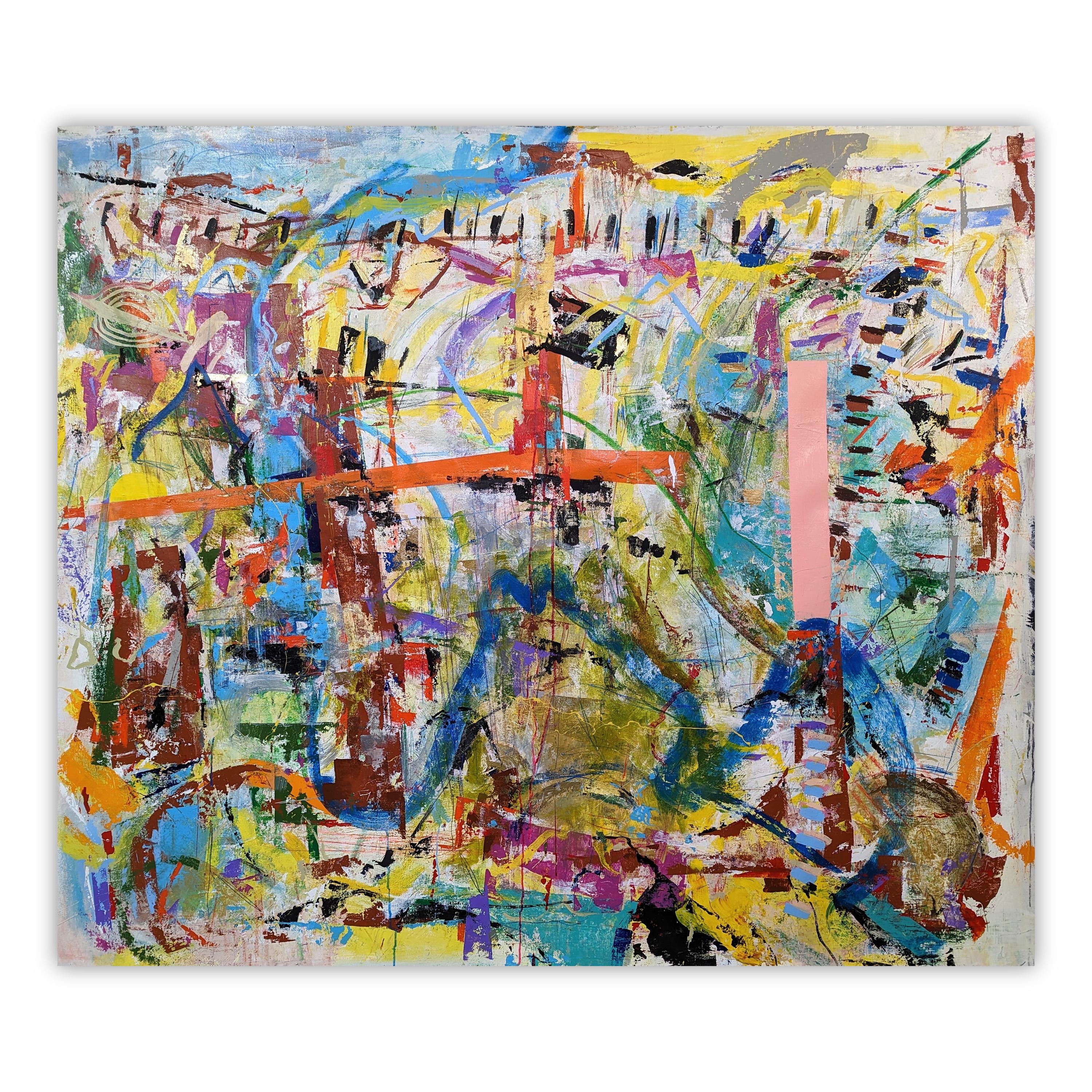 Peinture abstraite My Hometown II de Joseph Conrad-Ferm, techniques mixtes sur toile en vente 1