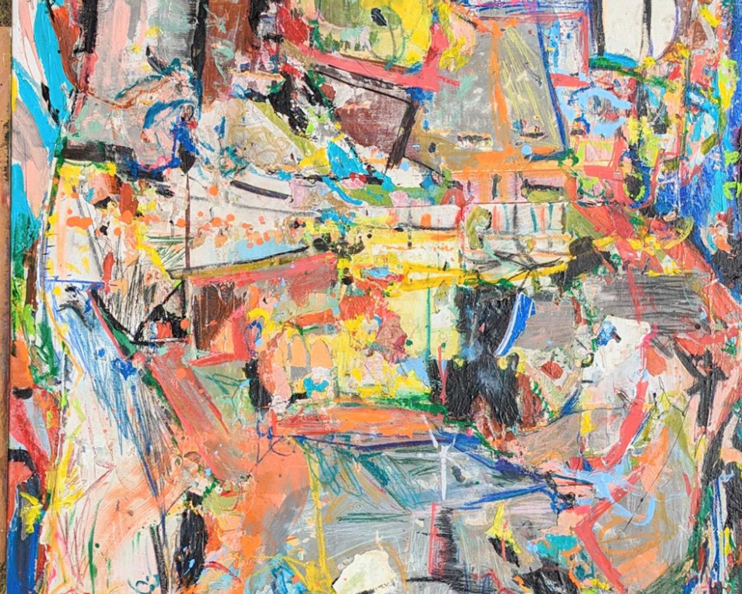 Peinture abstraite West Side Story de Joseph Conrad-Ferm, huile sur toile technique mixte en vente 2