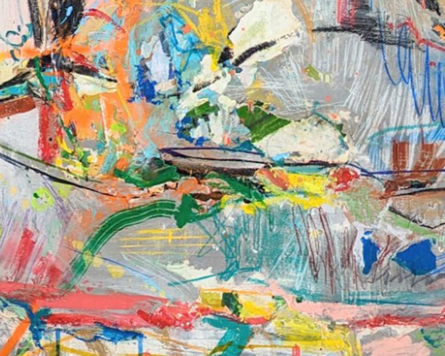 Peinture abstraite West Side Story de Joseph Conrad-Ferm, huile sur toile technique mixte en vente 4