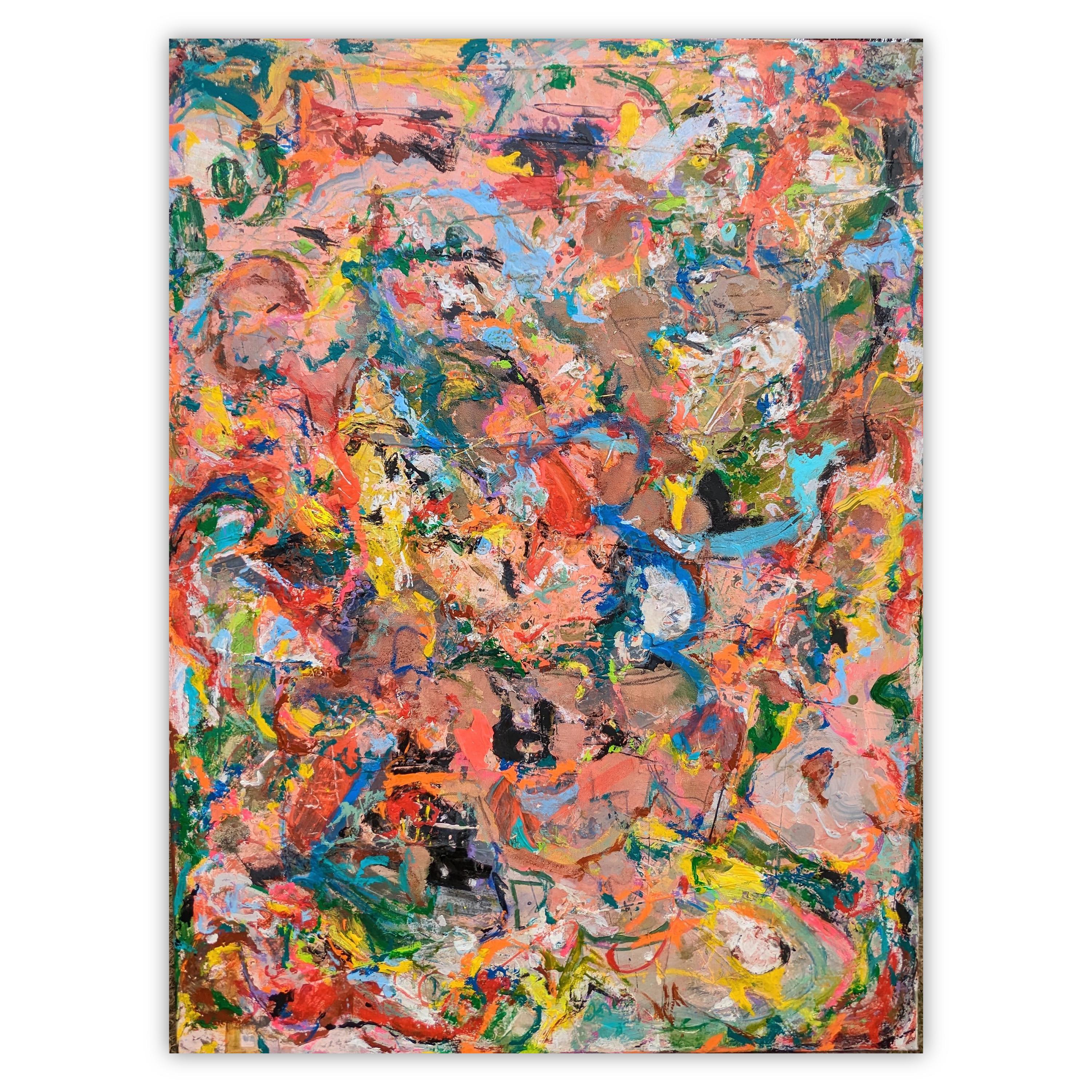 Abstract Garden Bed Painting by Joseph Conrad-Ferm, Oil Mixed Media on Canvas For Sale 1