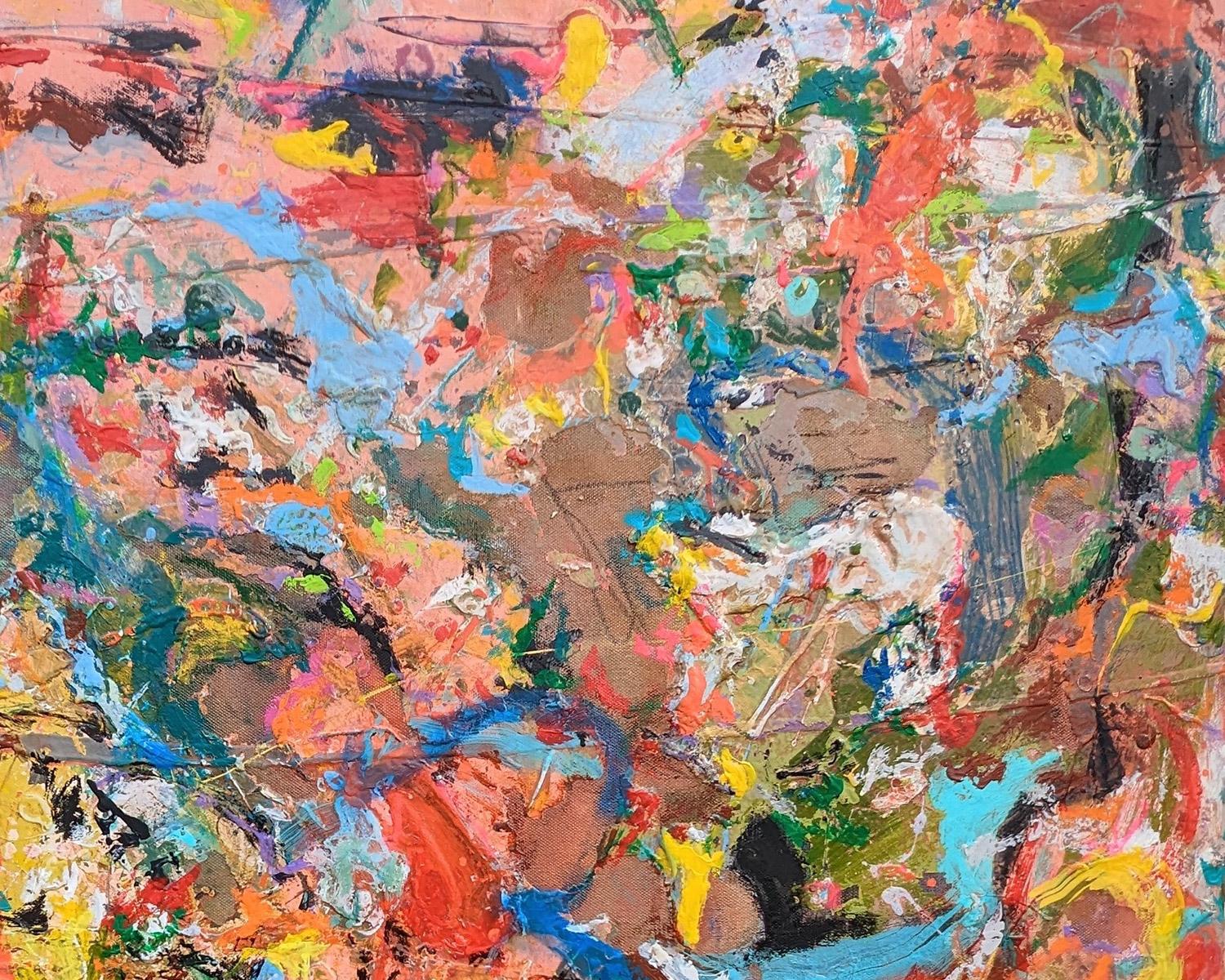 Abstract Garden Bed Painting by Joseph Conrad-Ferm, Oil Mixed Media on Canvas For Sale 2