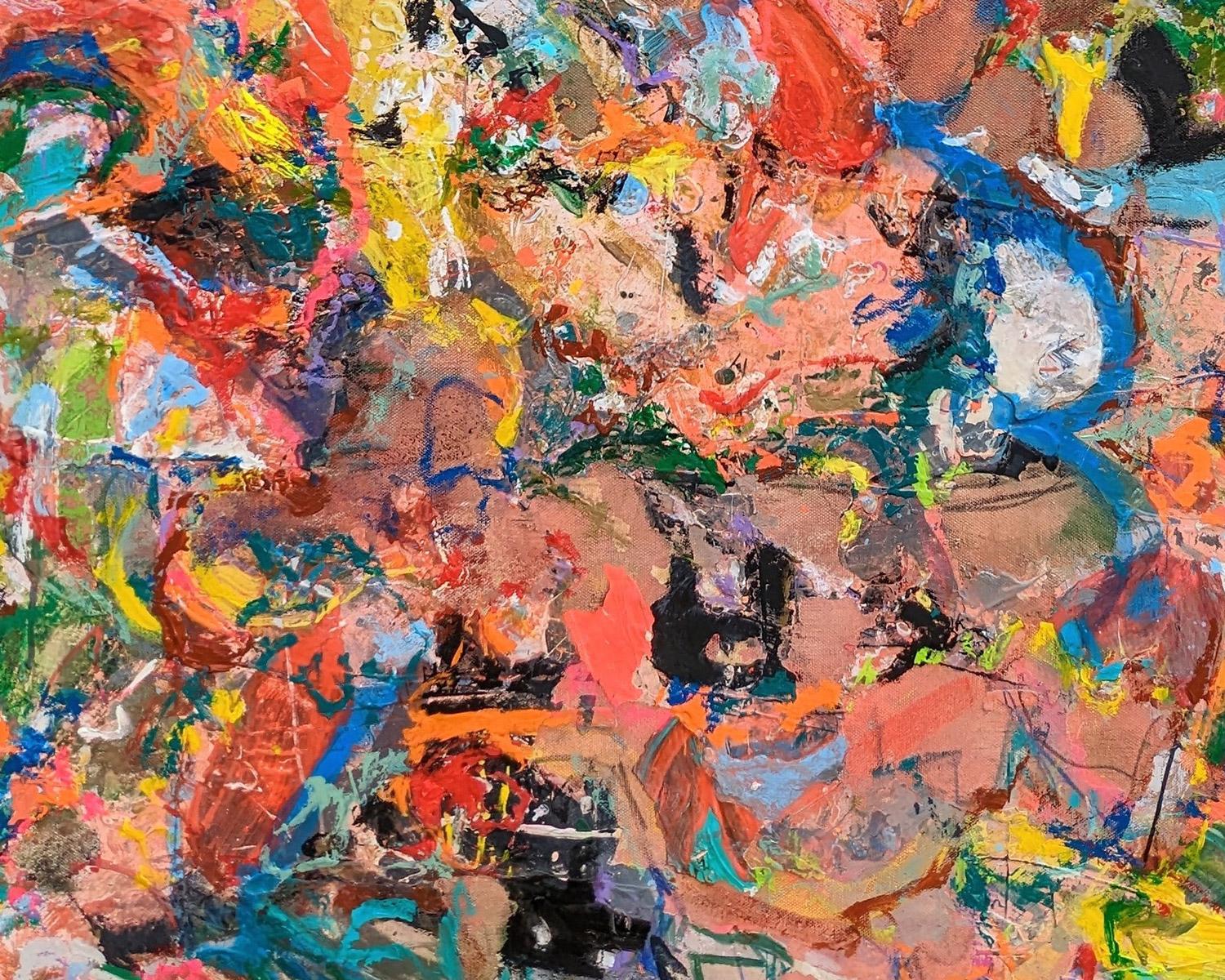 Abstract Garden Bed Painting by Joseph Conrad-Ferm, Oil Mixed Media on Canvas For Sale 3