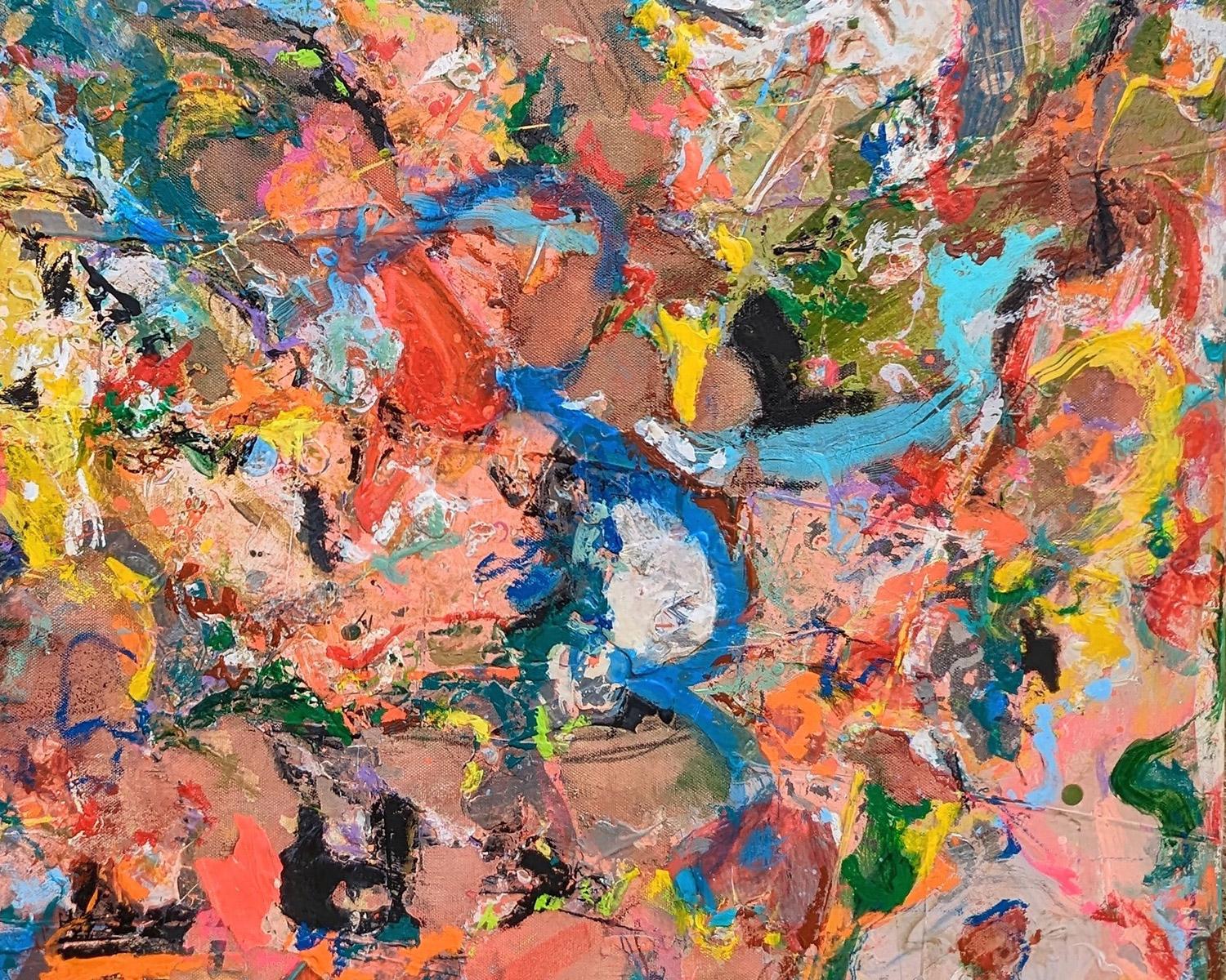 Abstract Garden Bed Painting by Joseph Conrad-Ferm, Oil Mixed Media on Canvas For Sale 4
