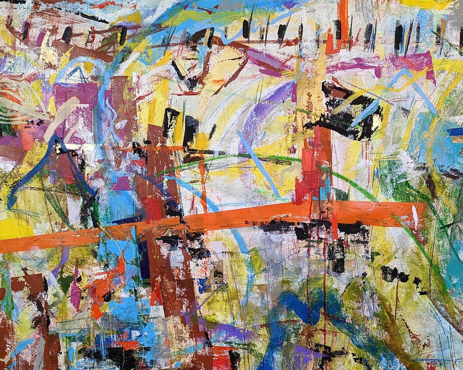 Abstract My Hometown II Painting by Joseph Conrad-Ferm, Mixed Media on Canvas For Sale 3