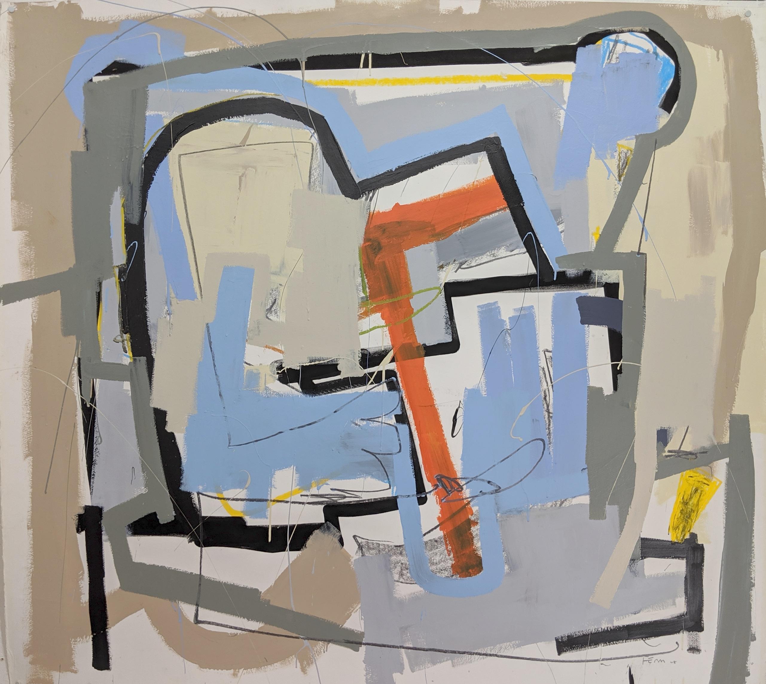 Quadro astratto di un minatore di Joseph Conrad-Ferm, tecnica mista acrilica su tela in vendita 1