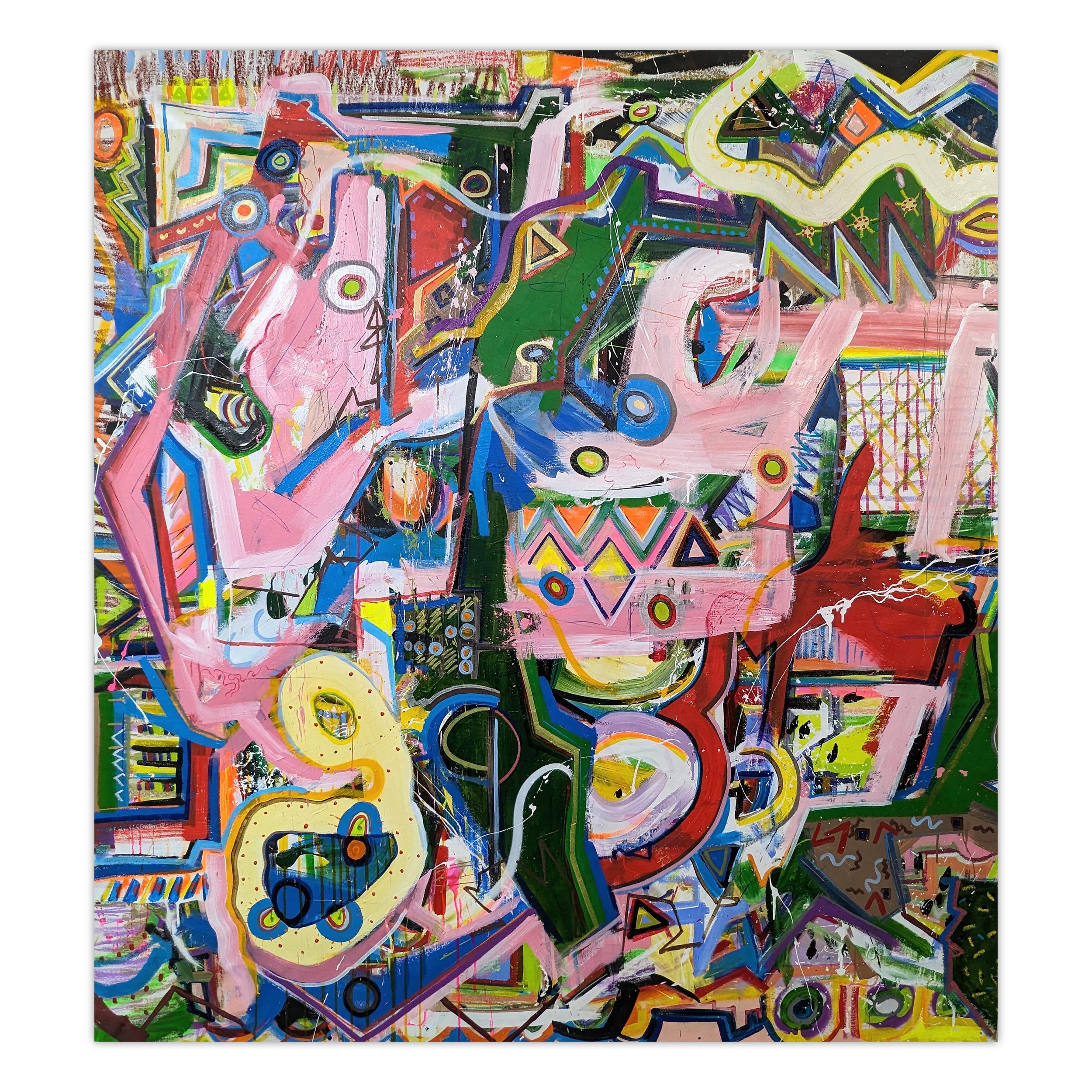 Abstract Back to School Painting by Joseph Conrad-Ferm, Mixed Media on Canvas For Sale 1