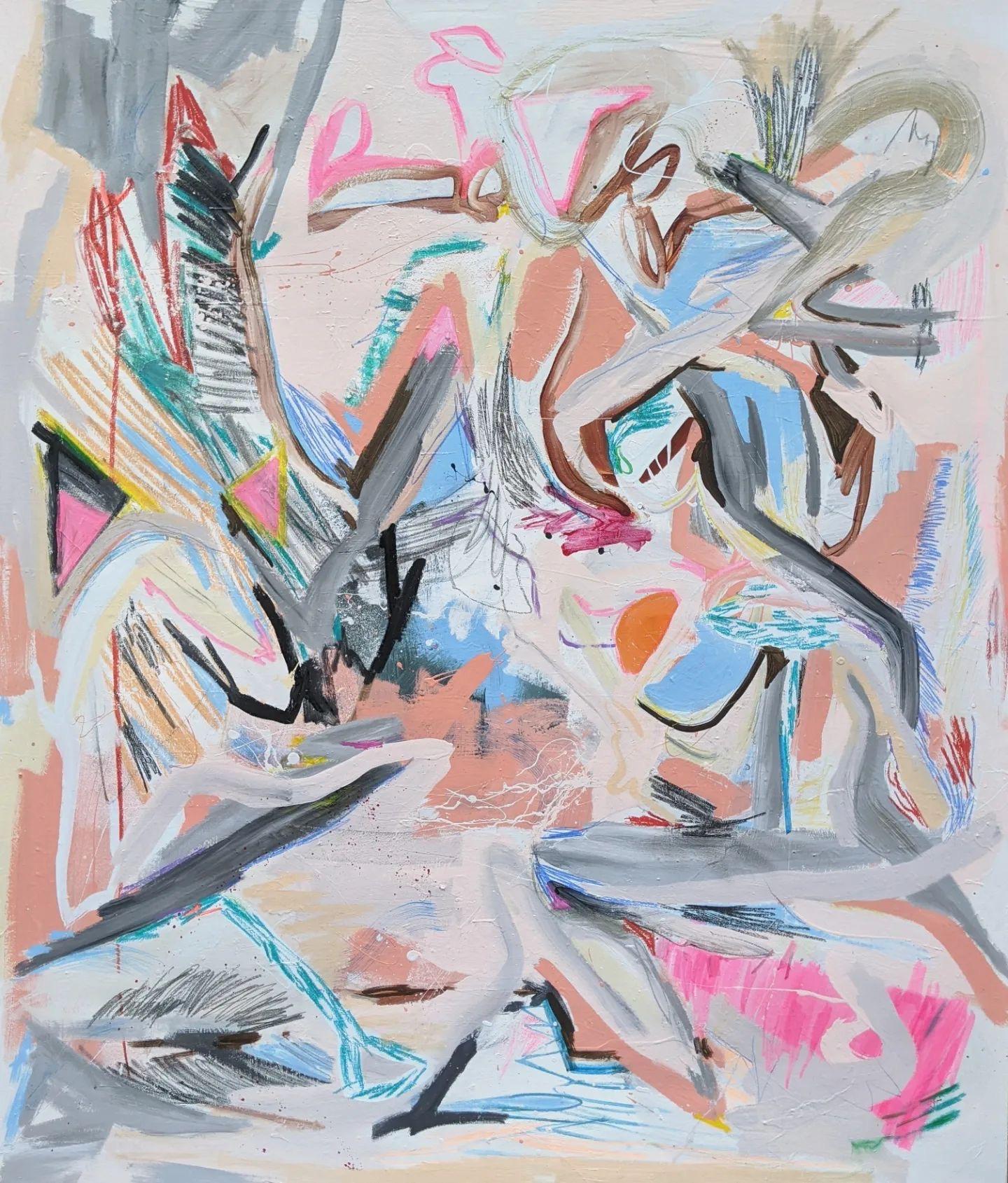 Abstract Barnstable Painting by Joseph Conrad-Ferm, Acrylic Mixed Media Canvas For Sale 1